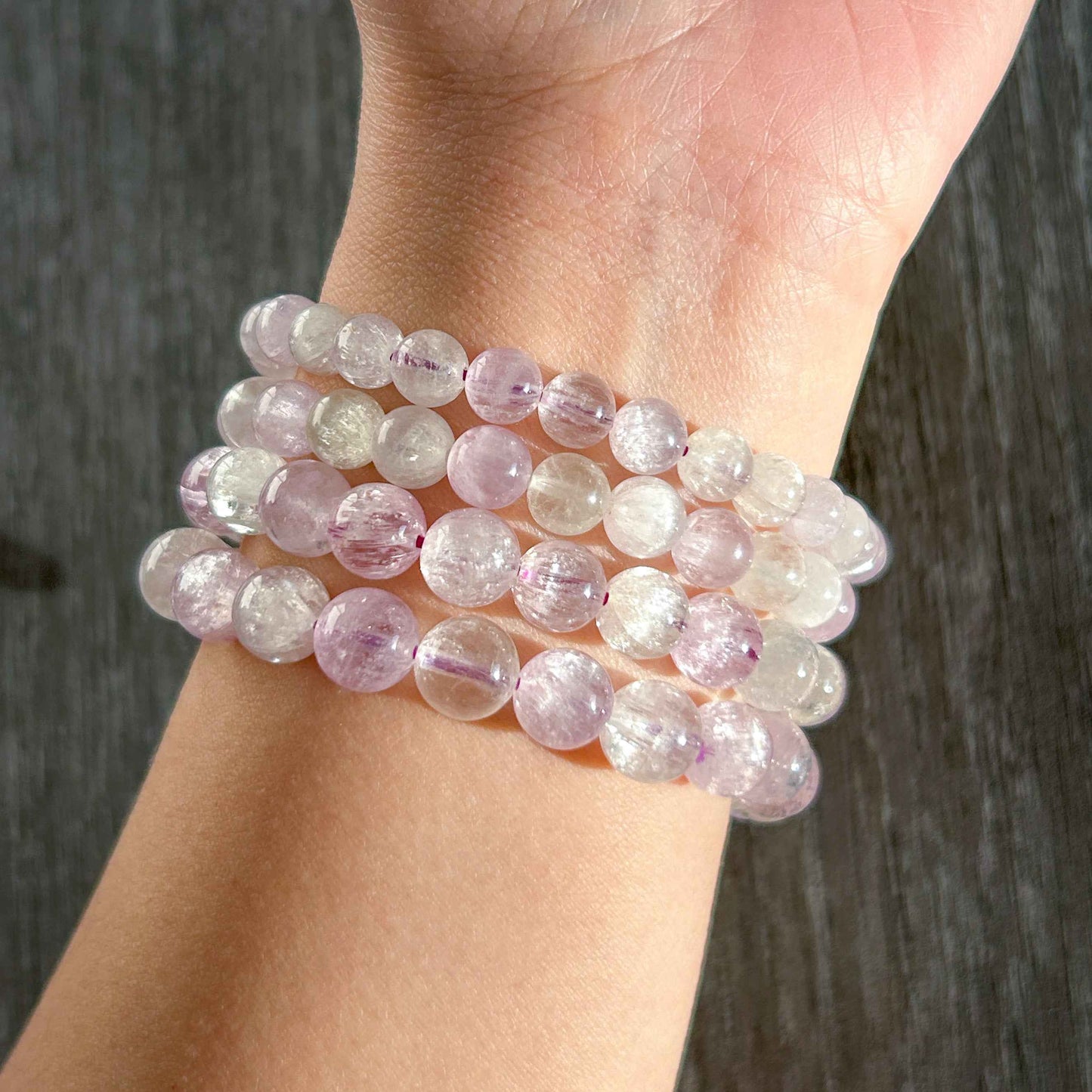 High Quality Kunzite with Cat Eye's Flash Bracelet in 6 to 8MM