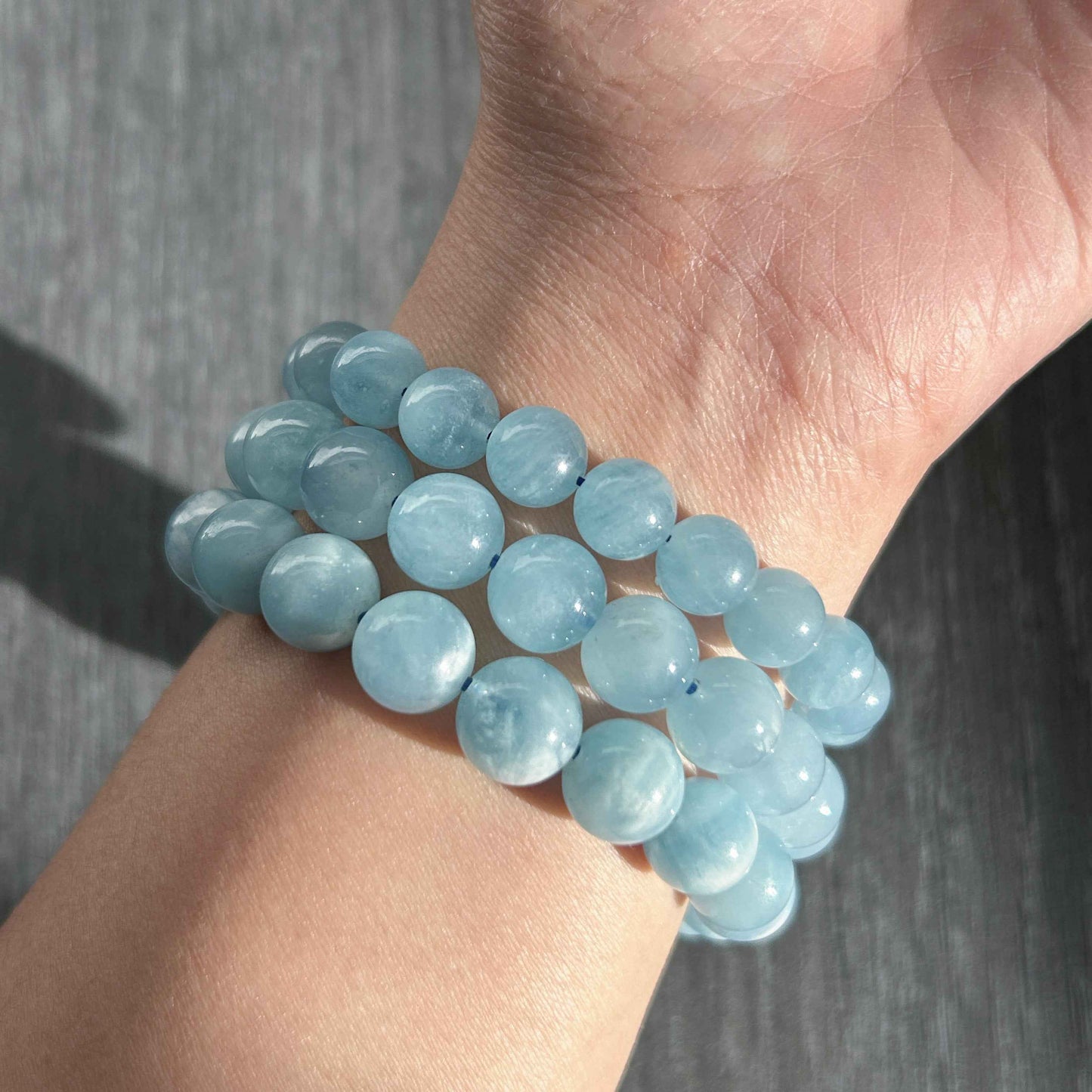 Natural Aquamarine Bracelet in 8 to 10MM | Birthstone of March