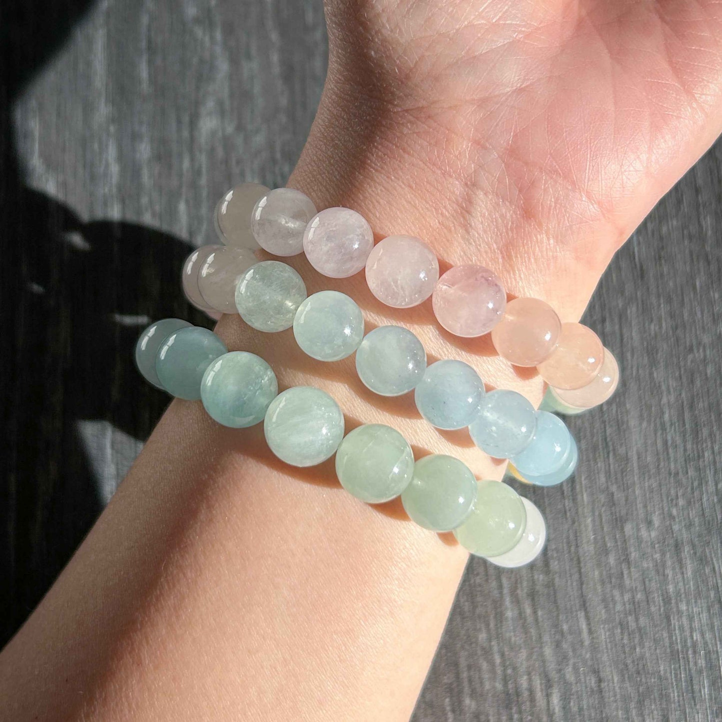 Rainbow Morganite Beaded Bracelet in 10 to 11MM