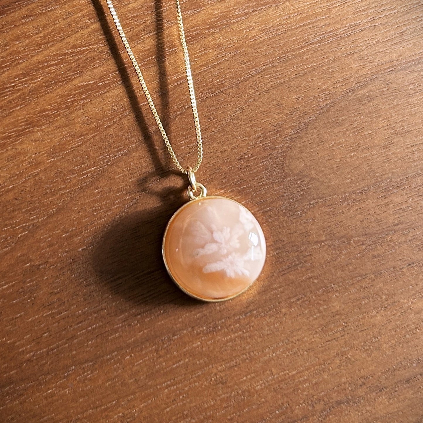 Natural Sakura Agate 14k Gold Pendant (chain excluded) - Crystal Moment