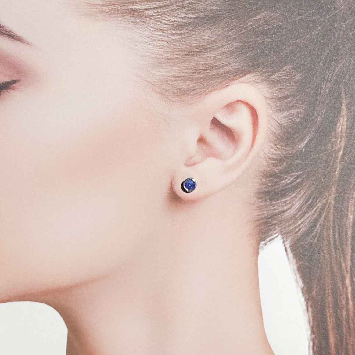 High Quality Tanzanite Stud Earrings in 925 Sterling Silver