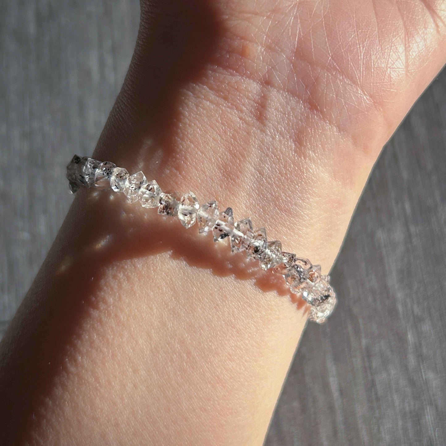 High Quality Faceted Herkimer Diamond Mini Silver Bracelet