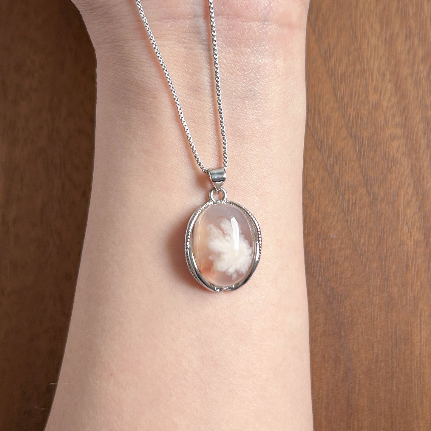 Sakura Agate Silver Pendant (chain excluded)