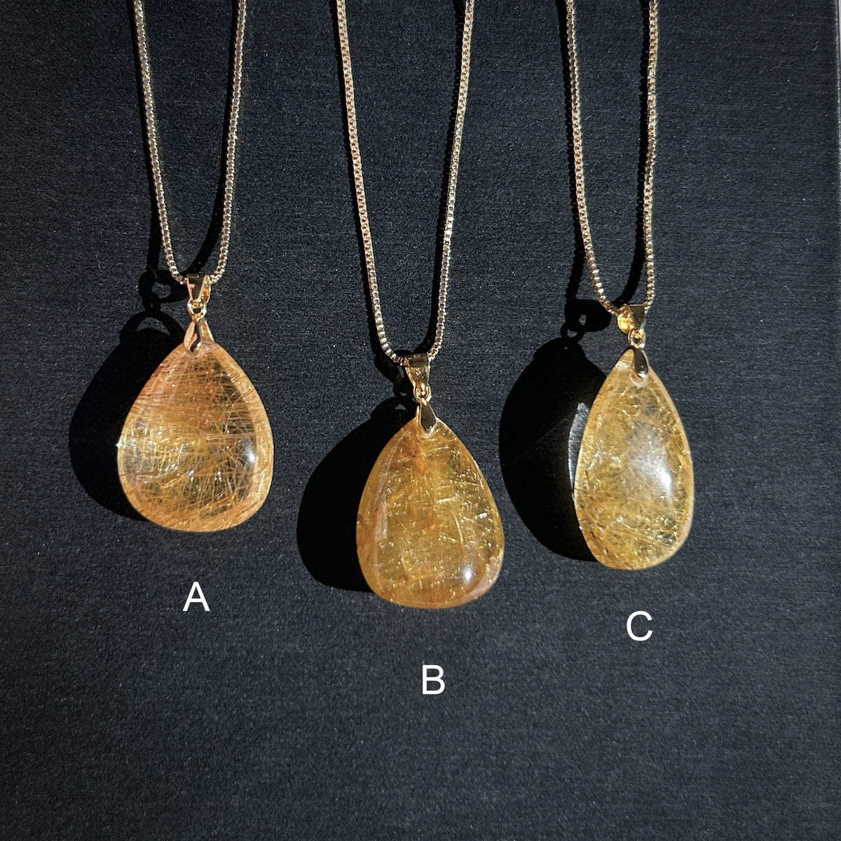 High Quality Golden Rutilated Quartz 14k Gold Pendant