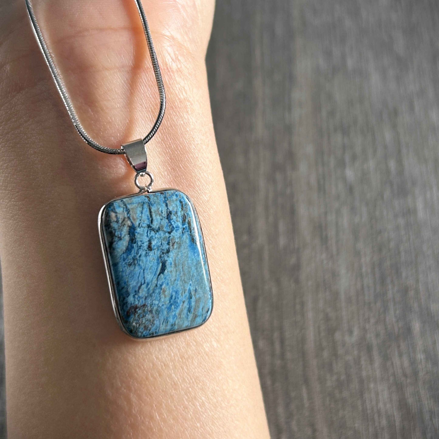 Rare Chrysocolla Silver Large 925 Sterling Silver Pendant (chain excluded)