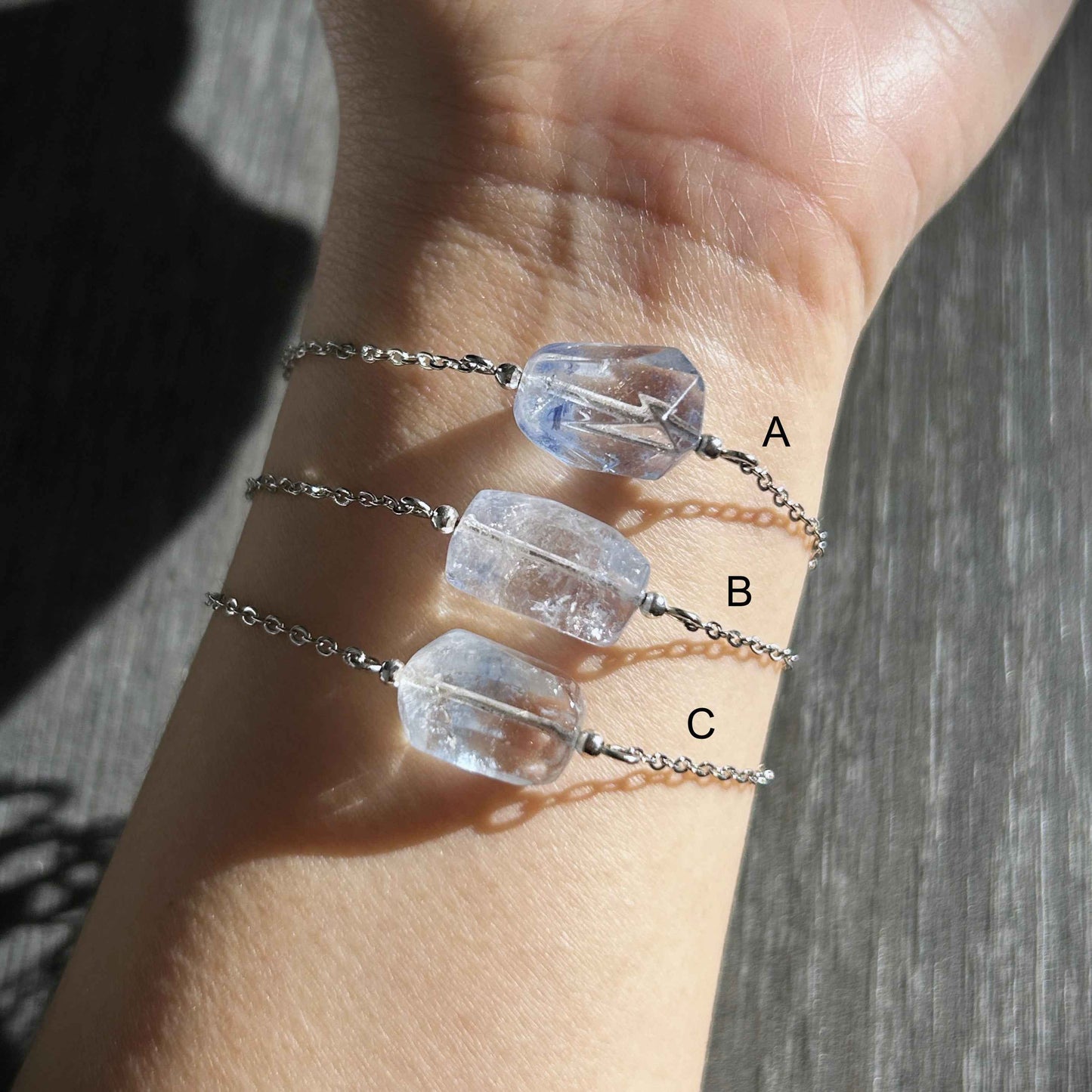 Rare Faceted Dumortierite Adjustable Silver Bracelet