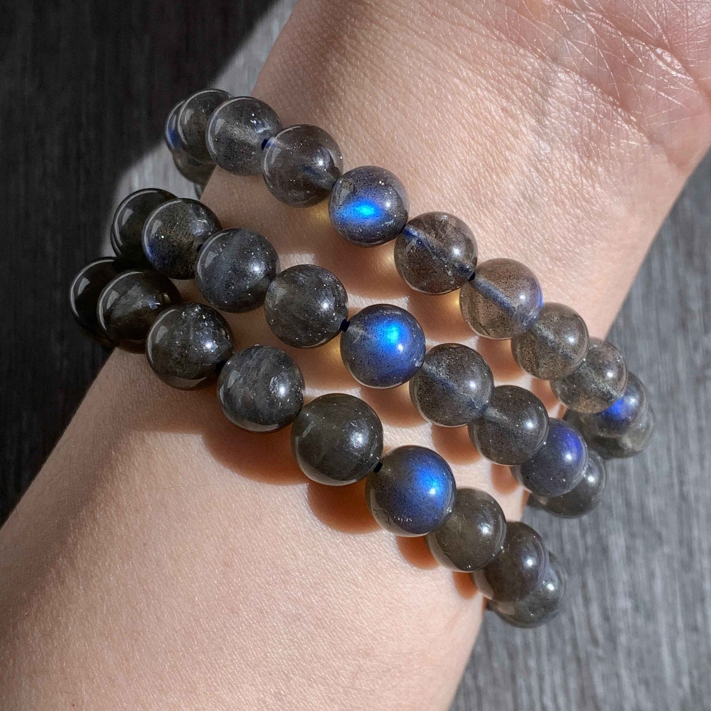 Rare Black Labradorite Bracelet in 8 to 9MM