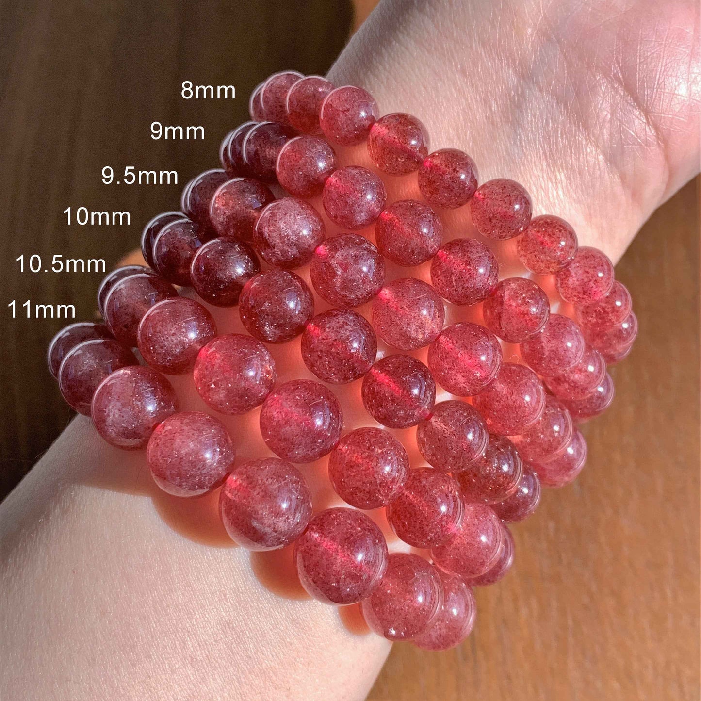 High Quality Strawberry Quartz Bracelet in 8 to 11MM