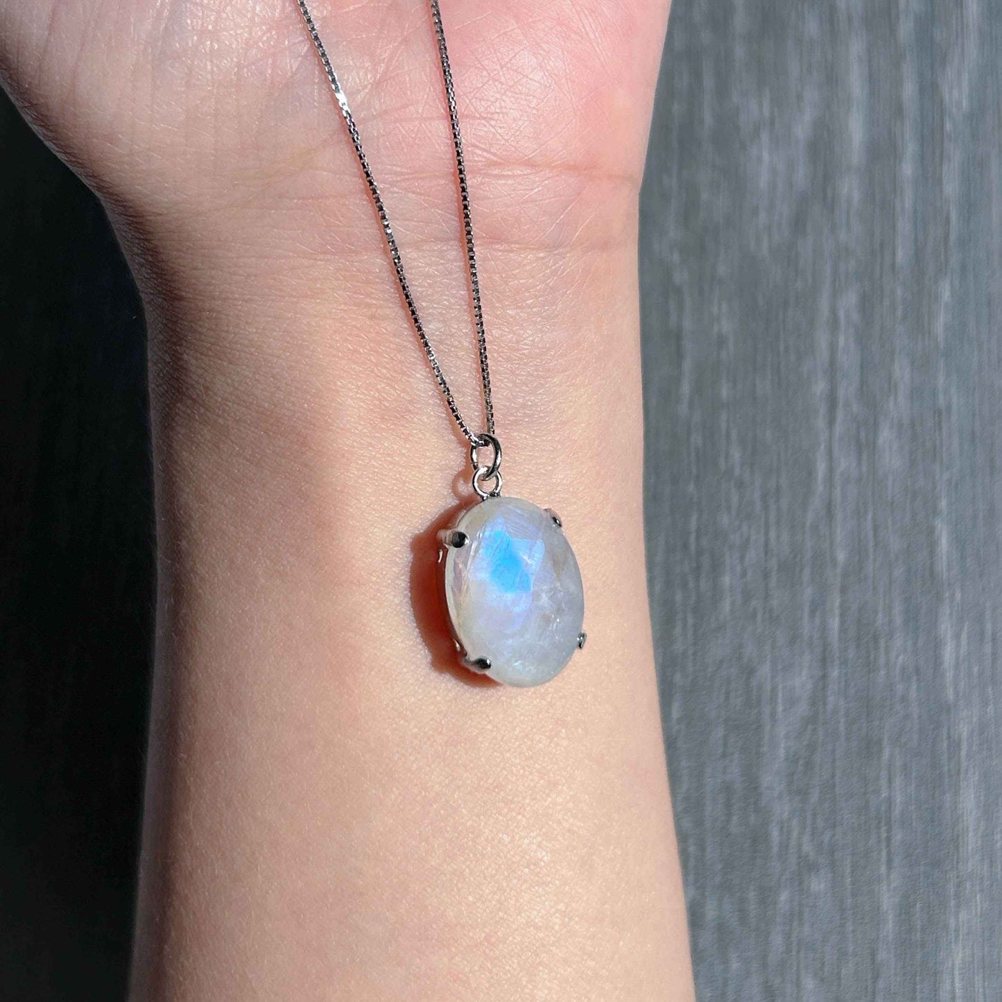 Faceted Blue Moonstone Silver Pendant (chain excluded)