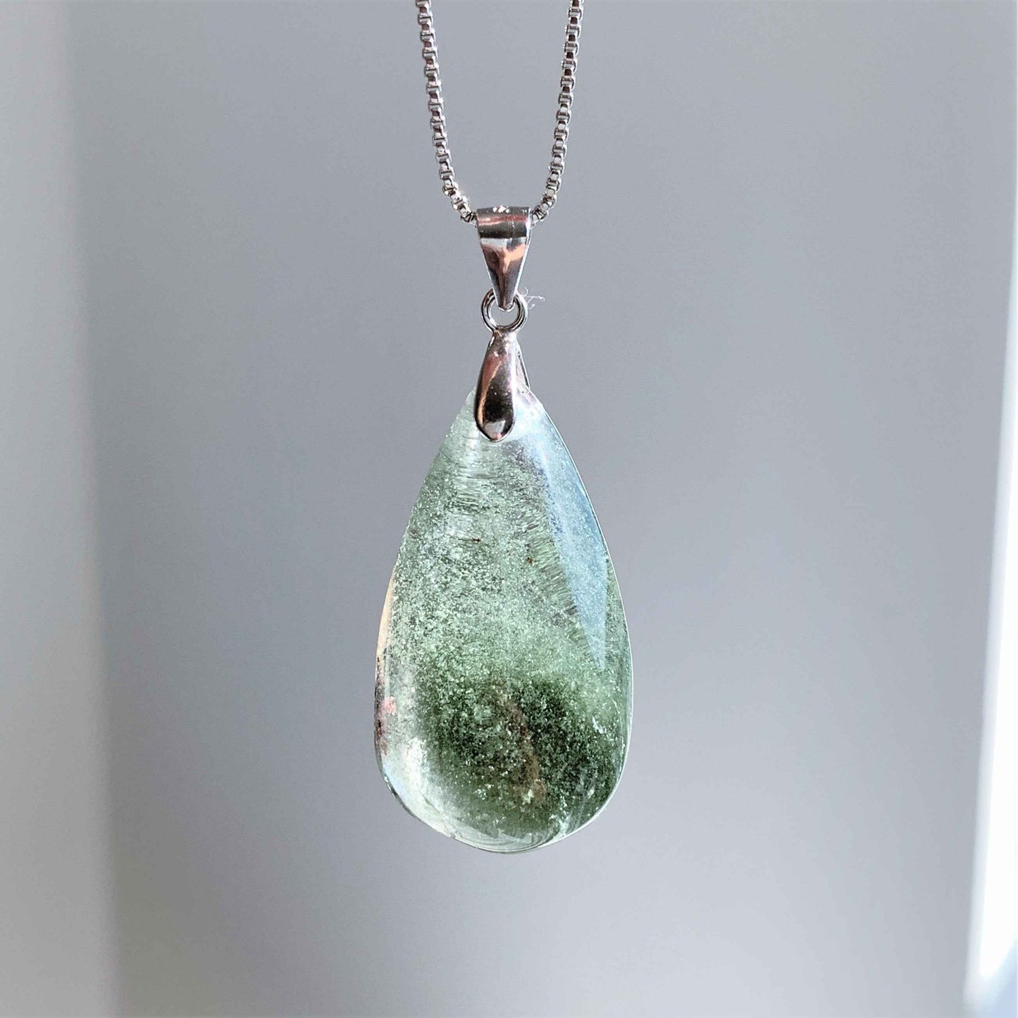 Green Garden Quartz Phantom Quartz Pendant (chain excluded)