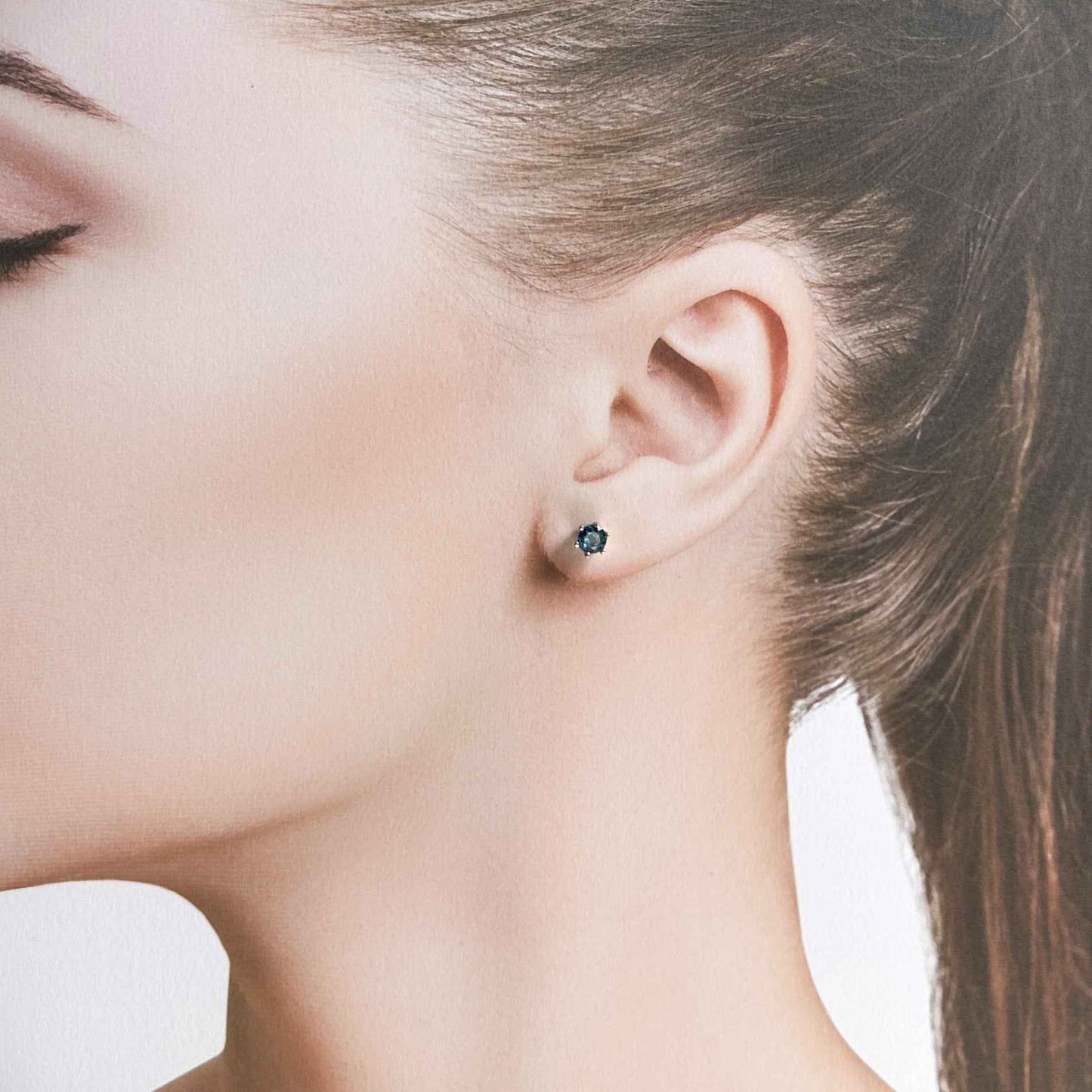 Topaz in London Blue Stud Silver Earrings