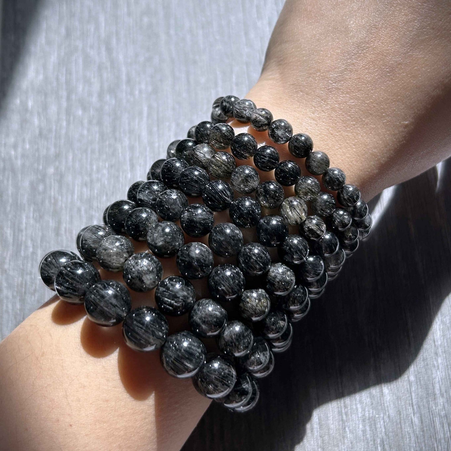 Black Rutilated Quartz Bracelet in 6 to 11MM