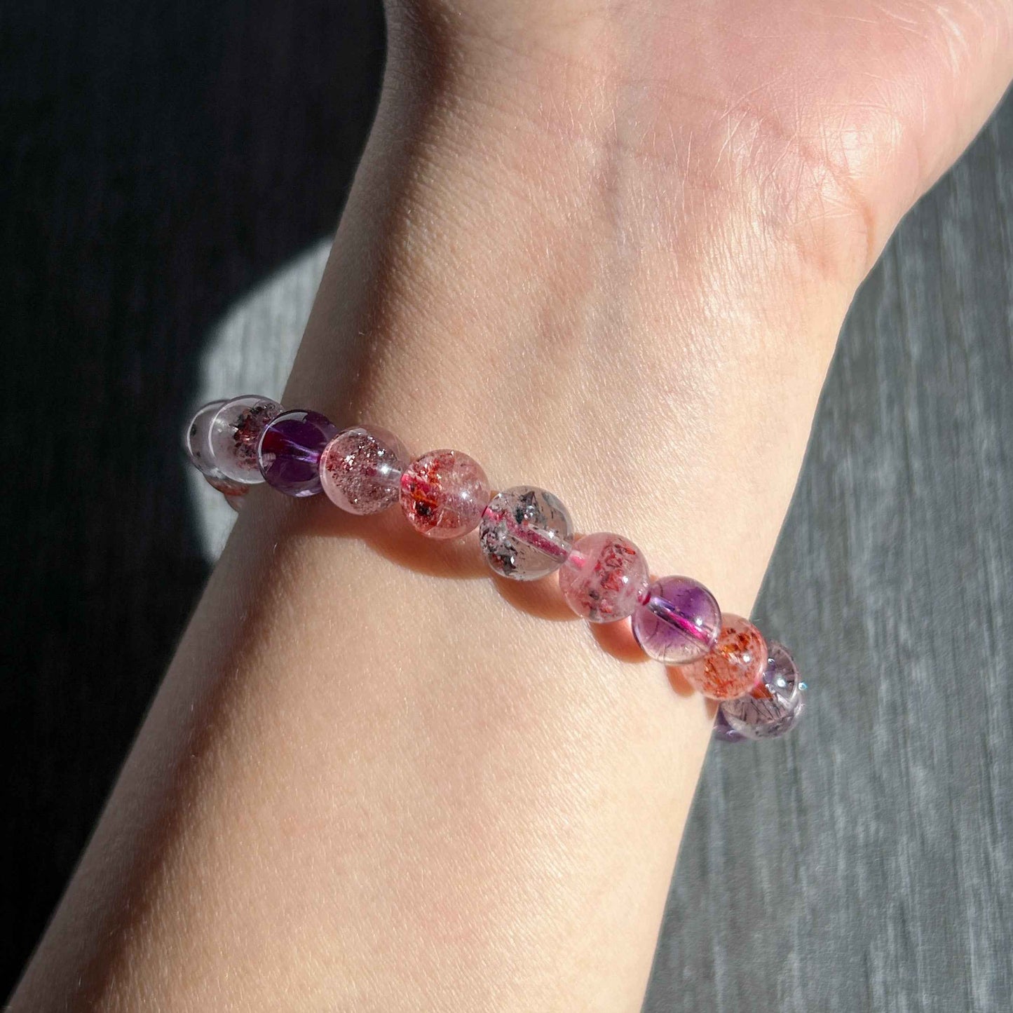 Rare Top Quality Natural Super 7 Beaded Bracelet in 8MM