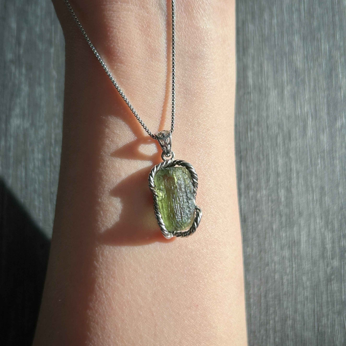Rare Czech Moldavite 925 Sterling Silver Pendant (chain excluded)