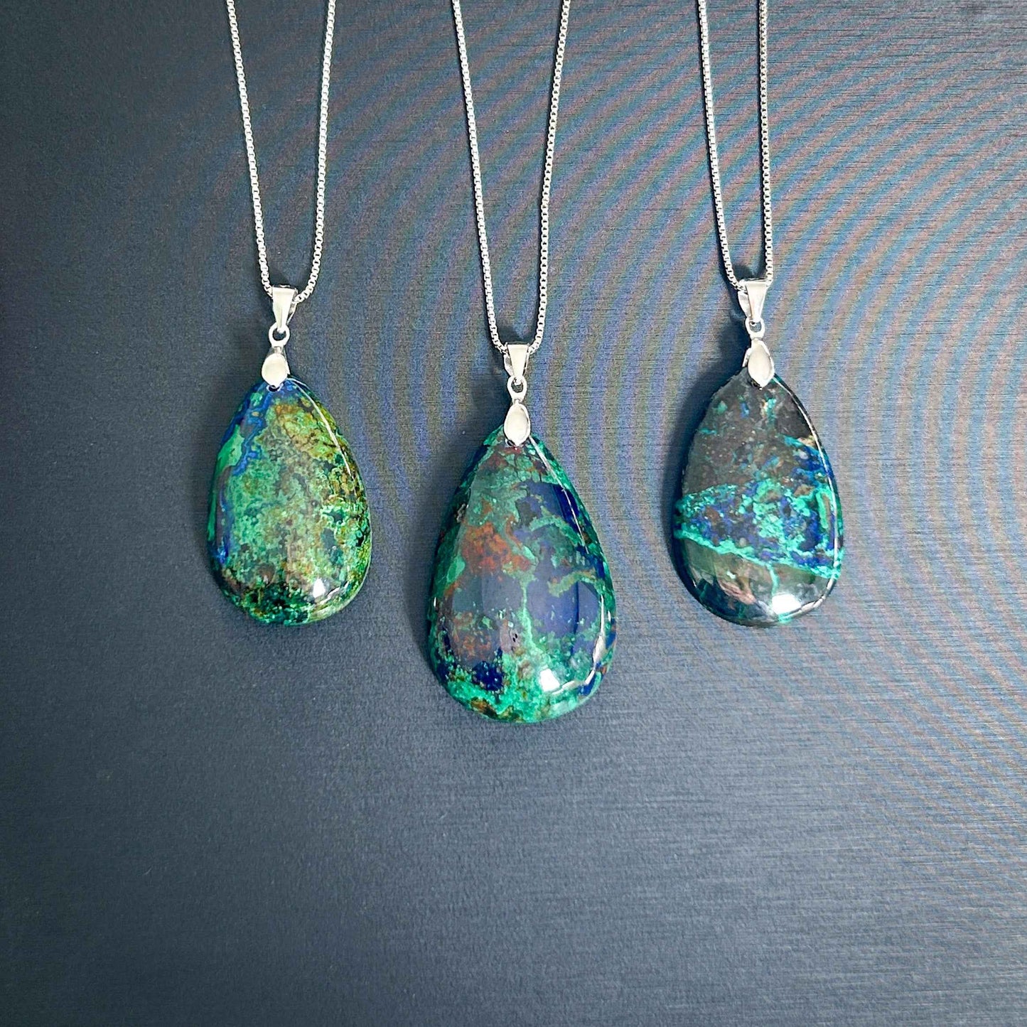 Rare Azurite 925 Sterling Silver Pendant (chain excluded)