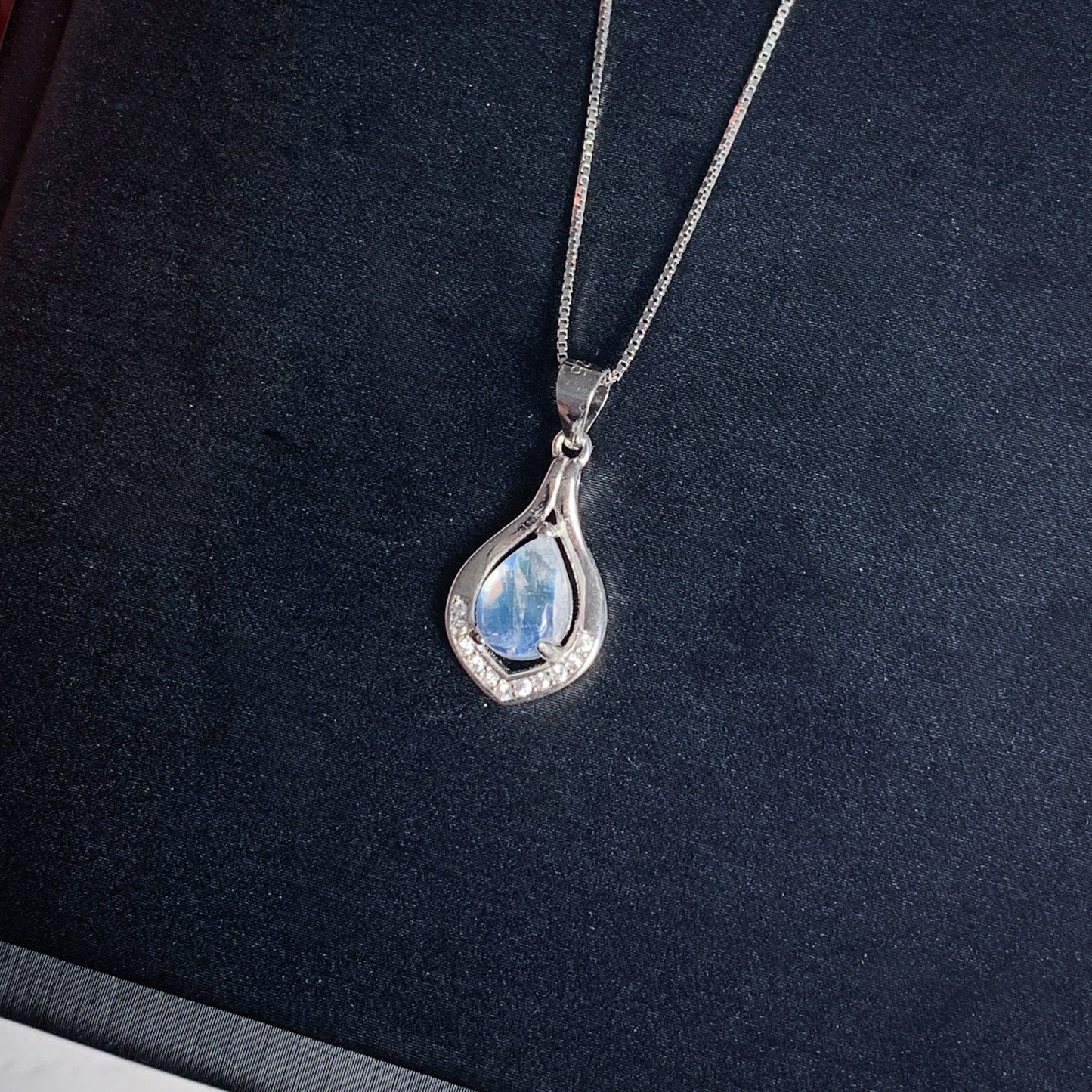 Natural Blue Moonstone Silver Pendant (chain excluded)
