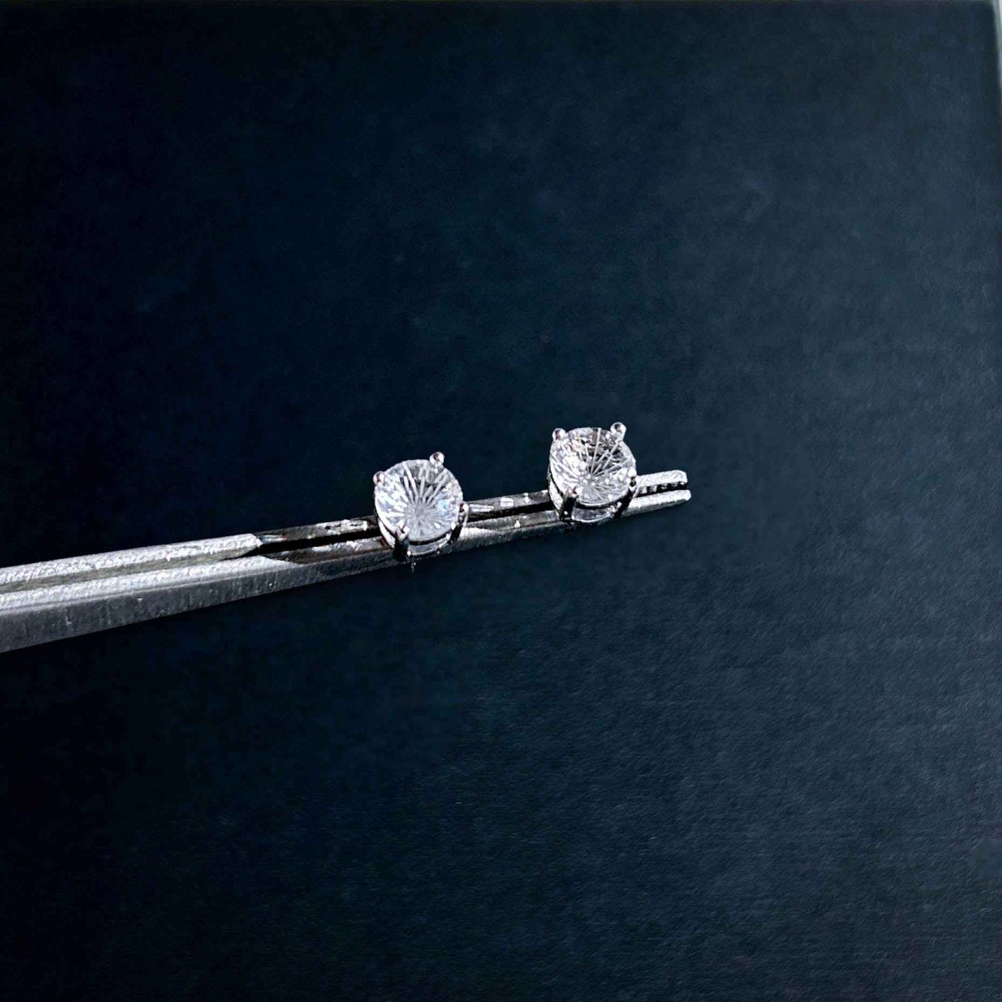 Faceted Clear Quartz Silver Stud Earrings