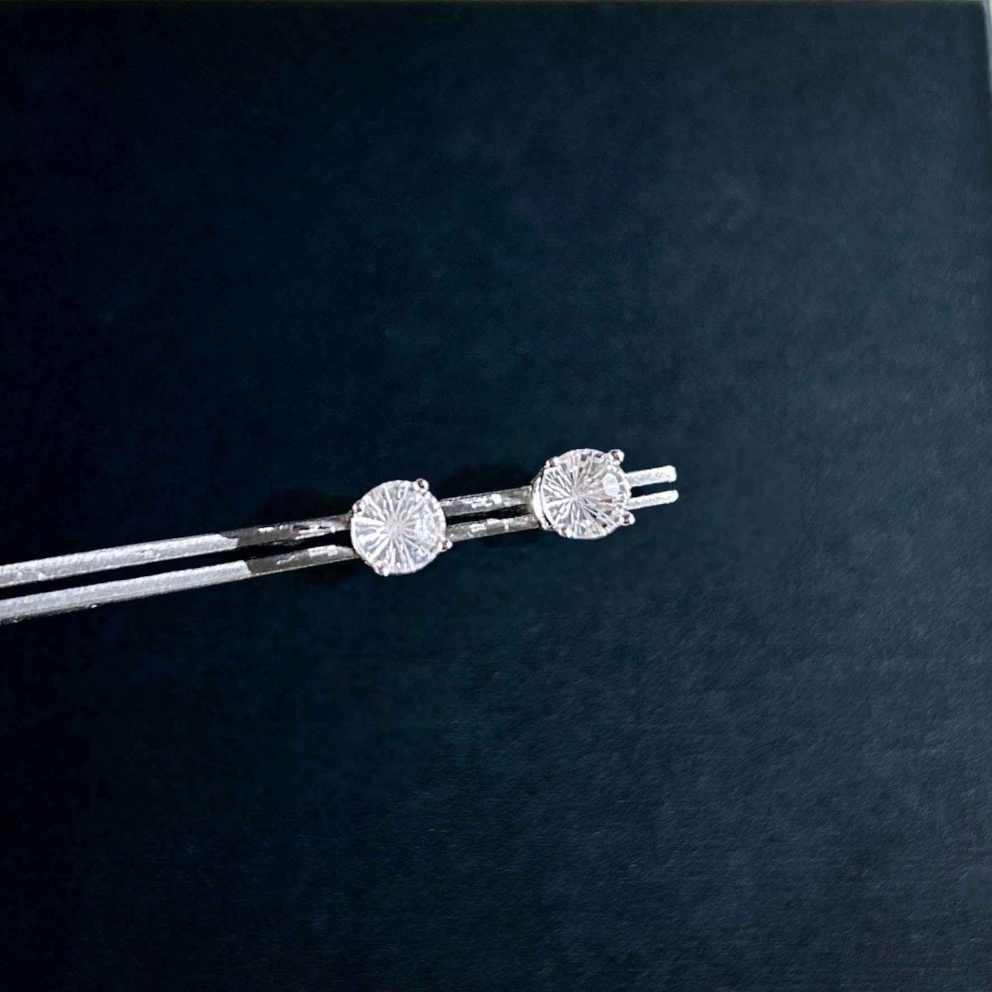 Faceted Clear Quartz Silver Stud Earrings