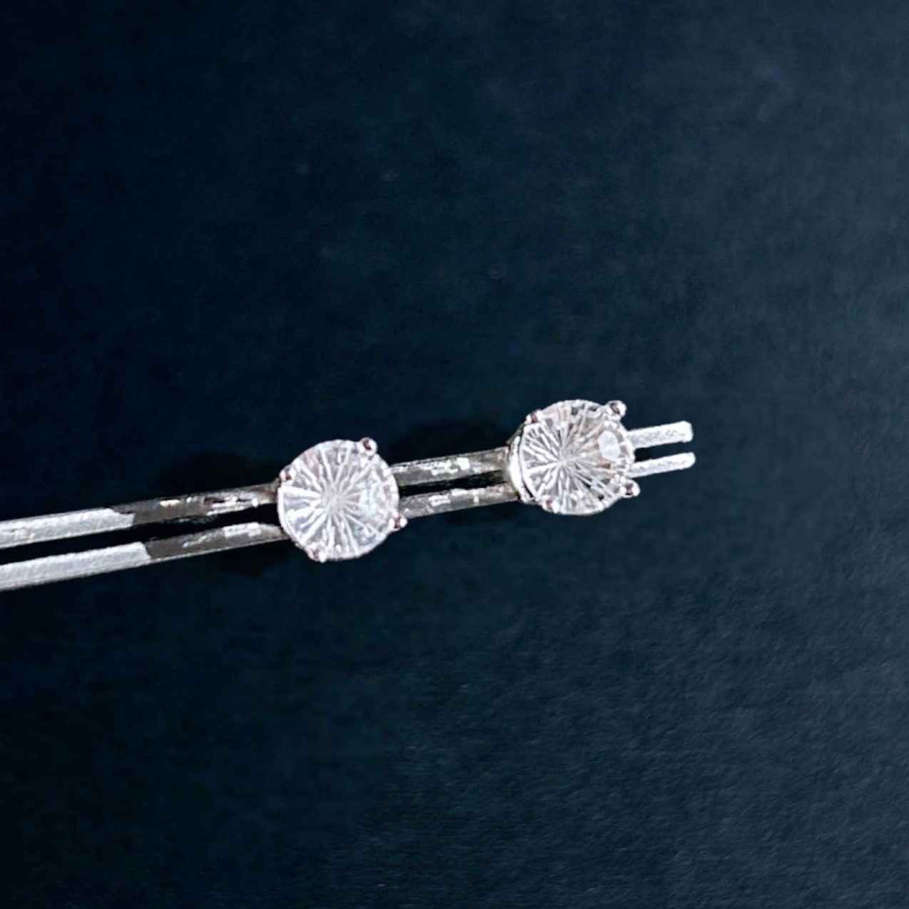 Faceted Clear Quartz Silver Stud Earrings
