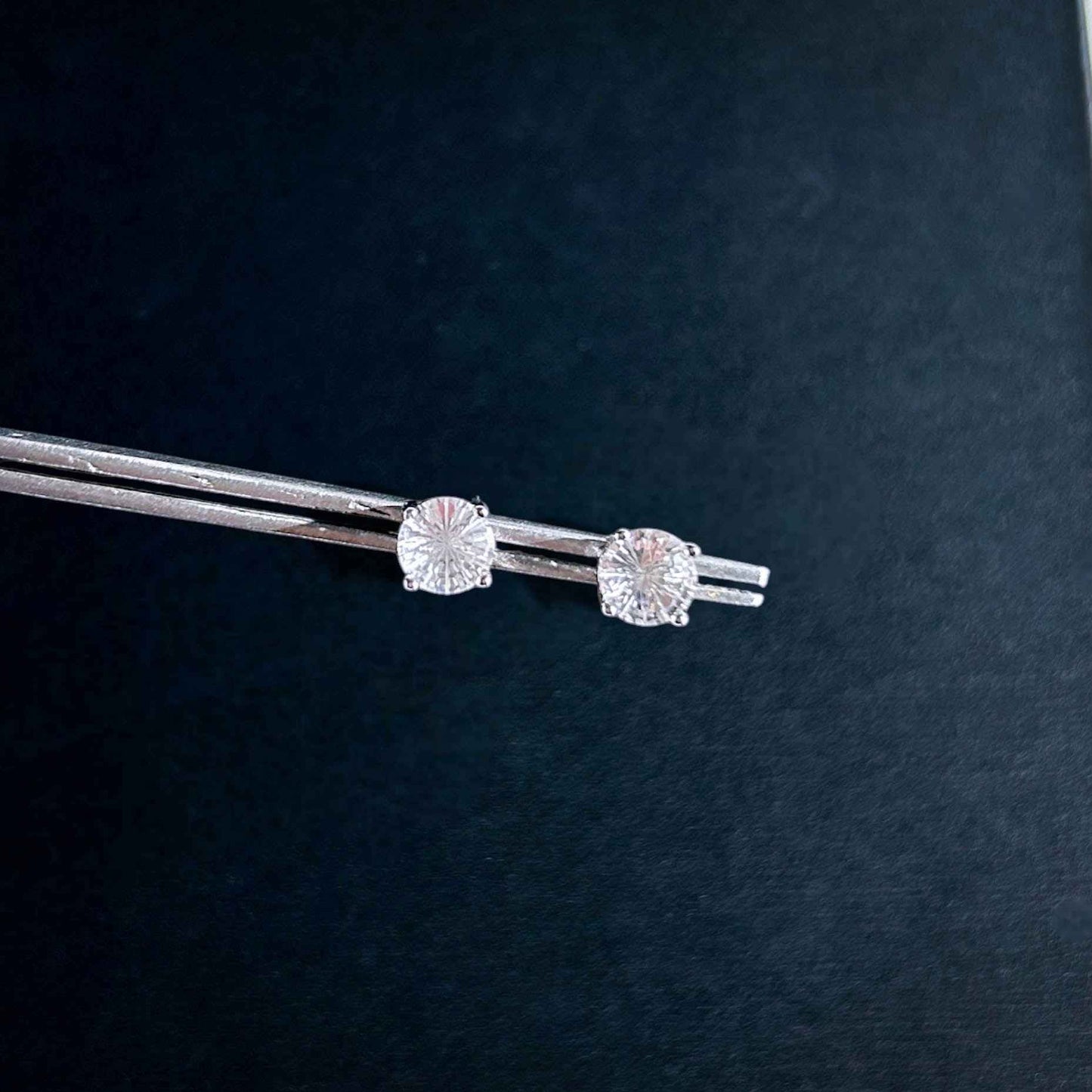 Faceted Clear Quartz Silver Stud Earrings