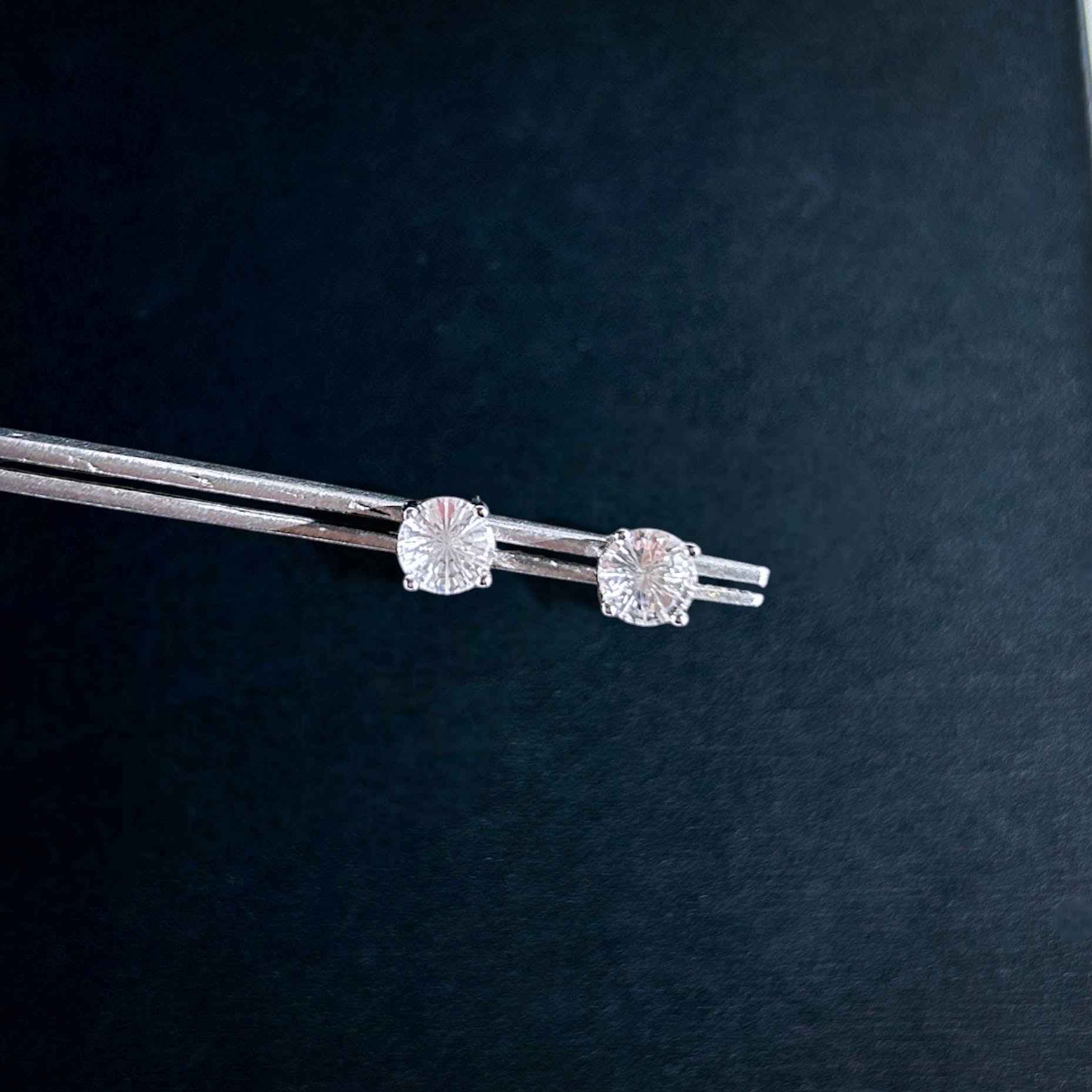Faceted Clear Quartz Silver Stud Earrings