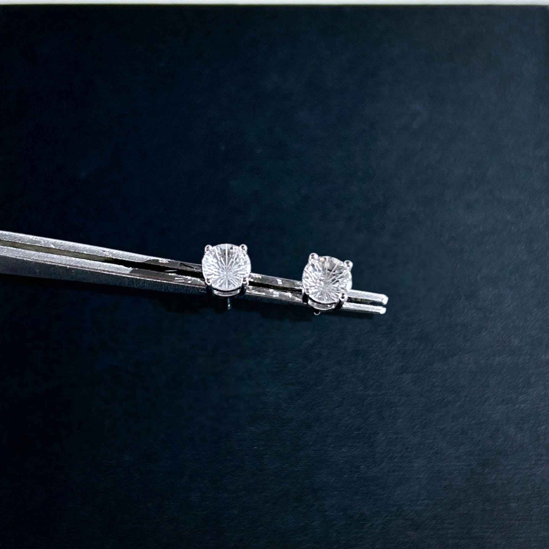 Faceted Clear Quartz Silver Stud Earrings
