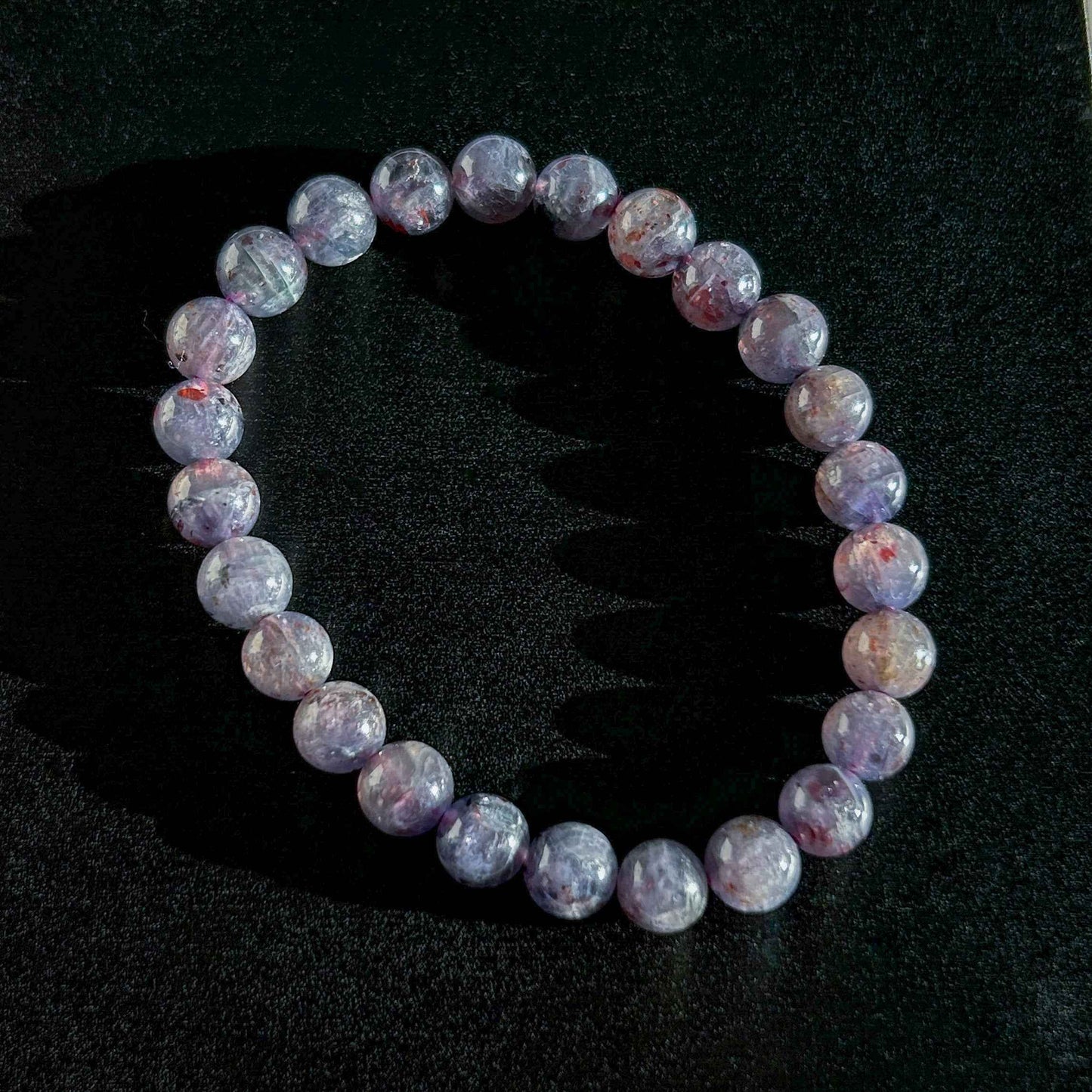 Rare Natural Sparkling Bloodshot Iolite Sunstone Bracelet in 7 to 11mm