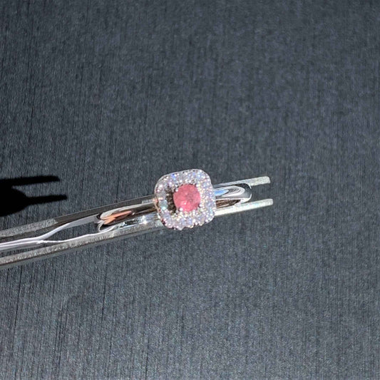 Faceted Pink & Green Tourmaline Adjustable Silver Ring with Zircon