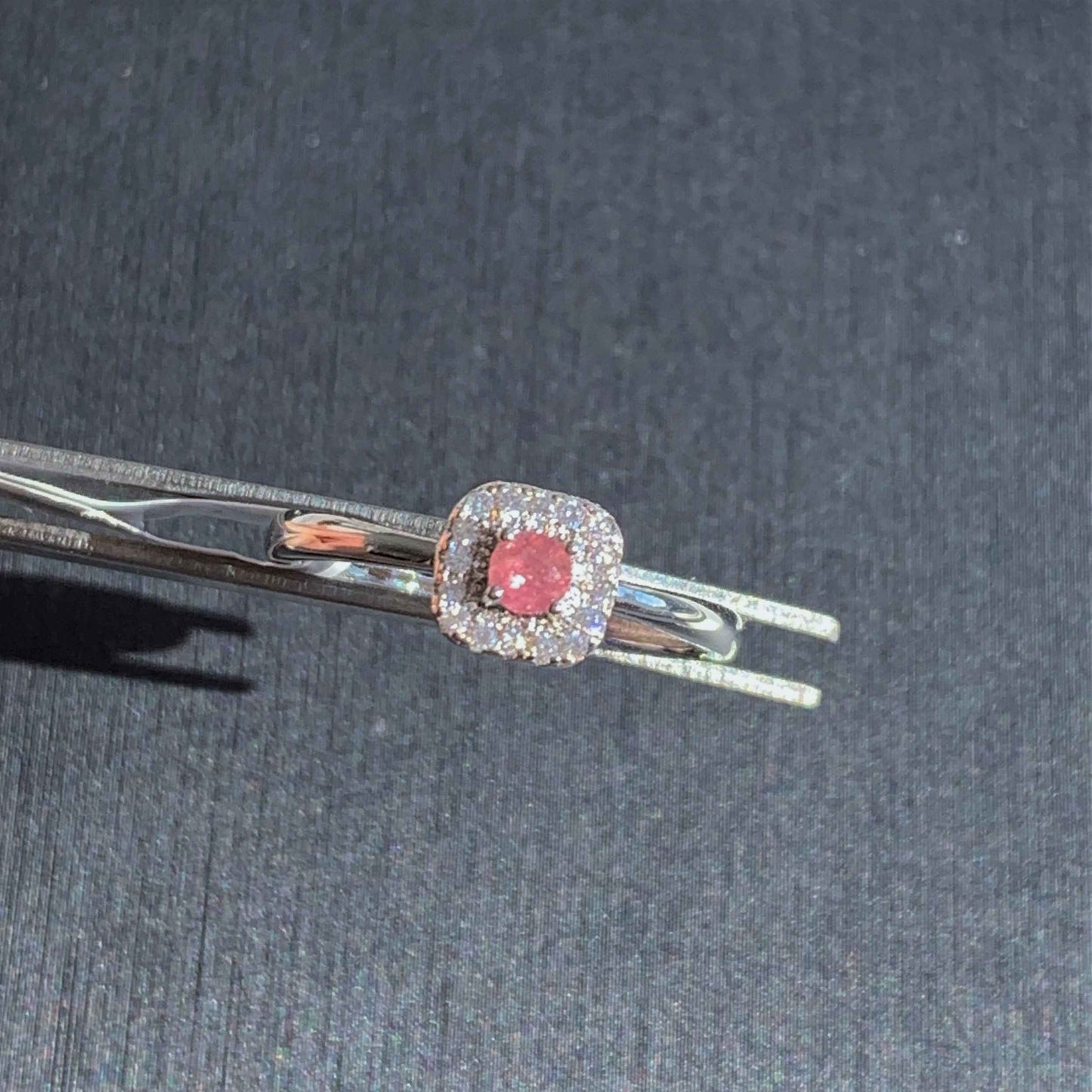 Faceted Pink & Green Tourmaline Adjustable Silver Ring with Zircon