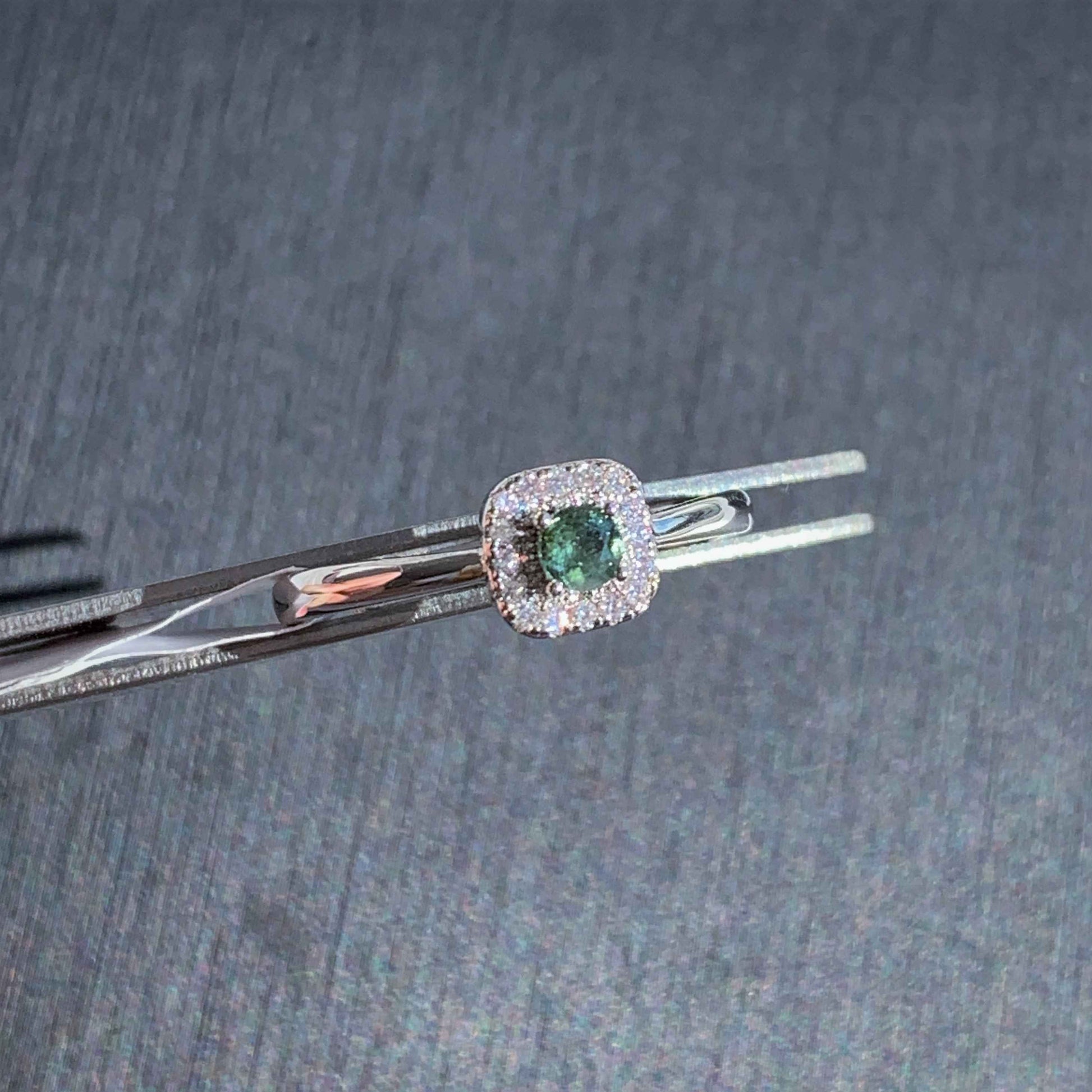 Faceted Pink & Green Tourmaline Adjustable Silver Ring with Zircon