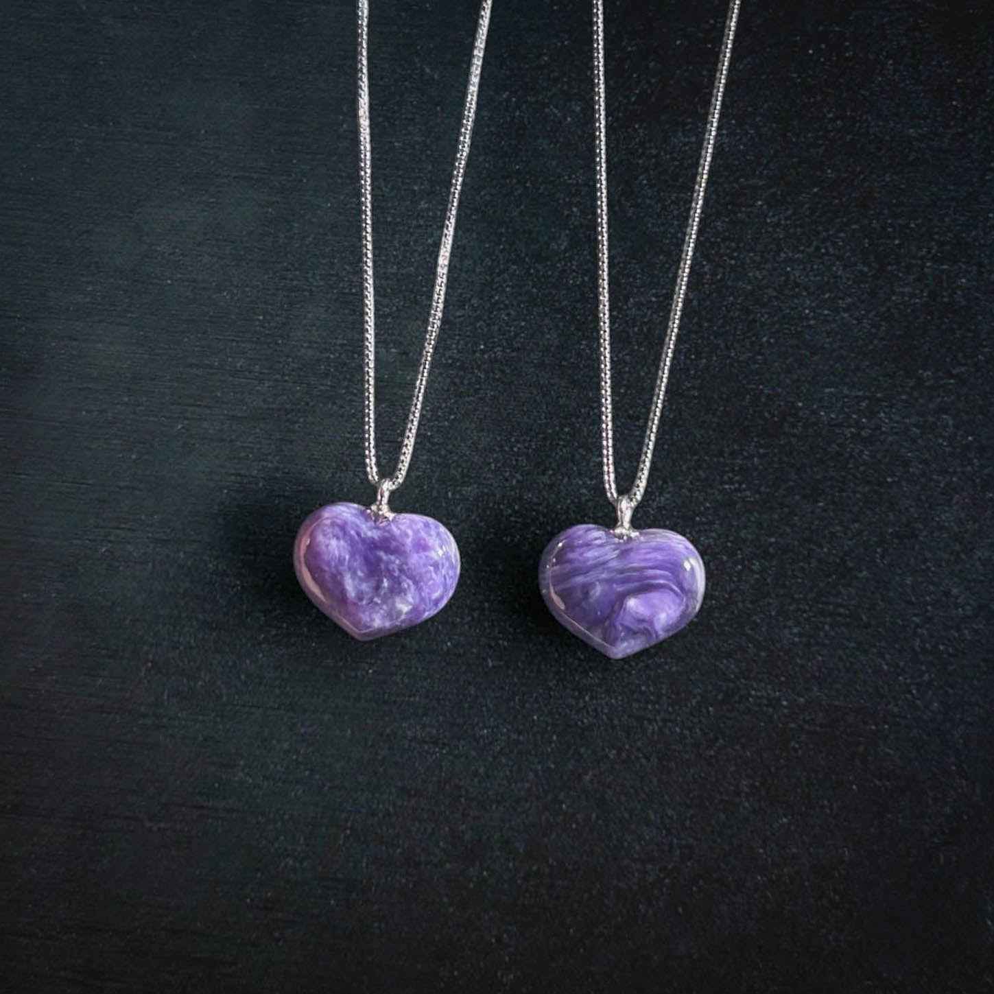 Rare High Quality Charoite Mini Silver Pendant (chain included)