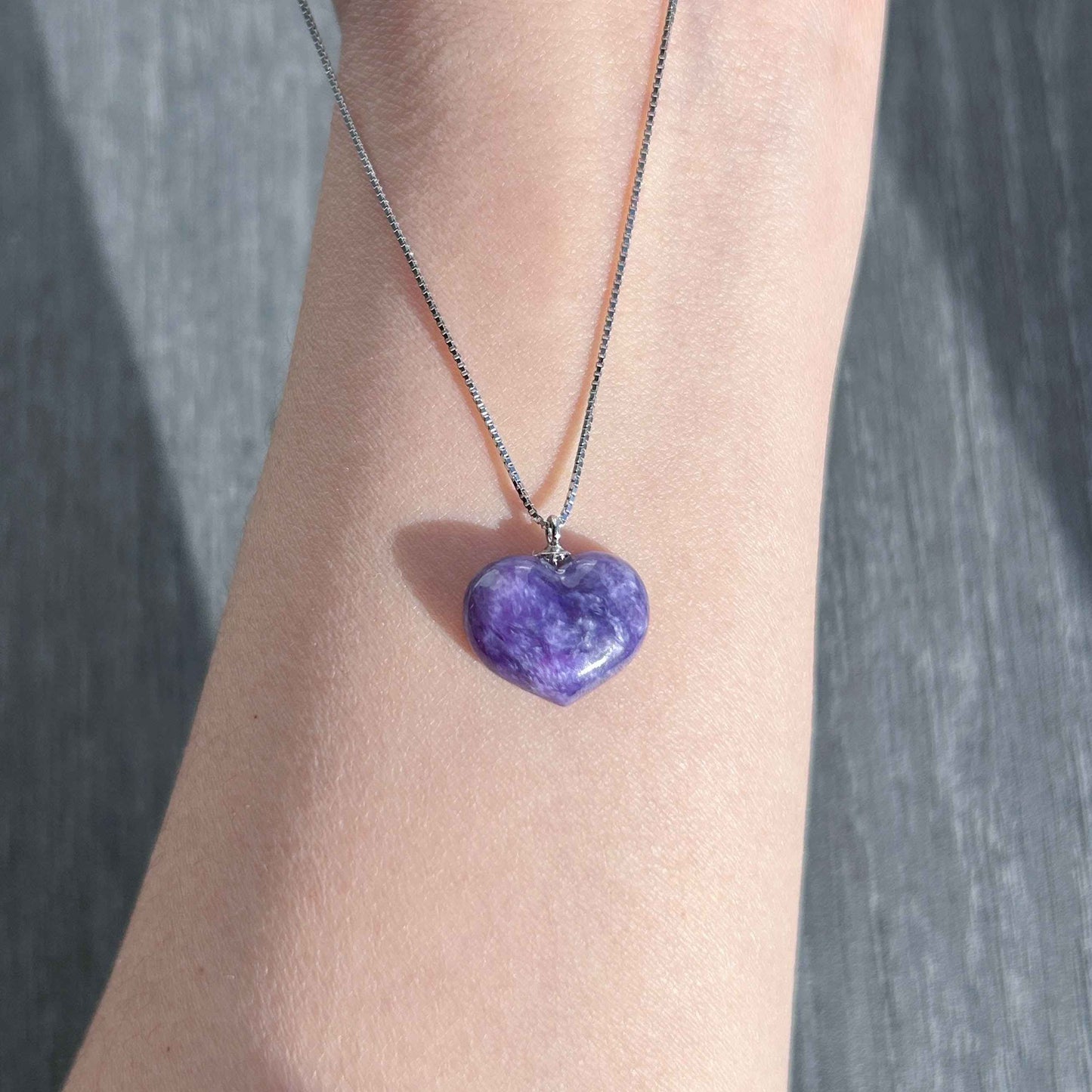 Rare High Quality Charoite Mini Silver Pendant (chain included)