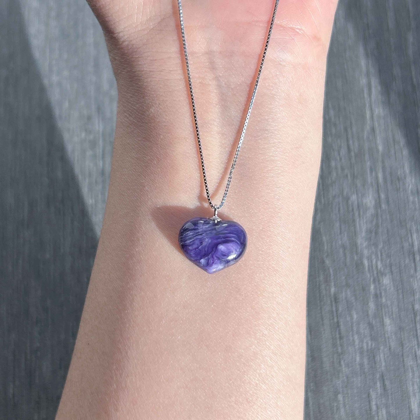 Rare High Quality Charoite Mini Silver Pendant (chain included)