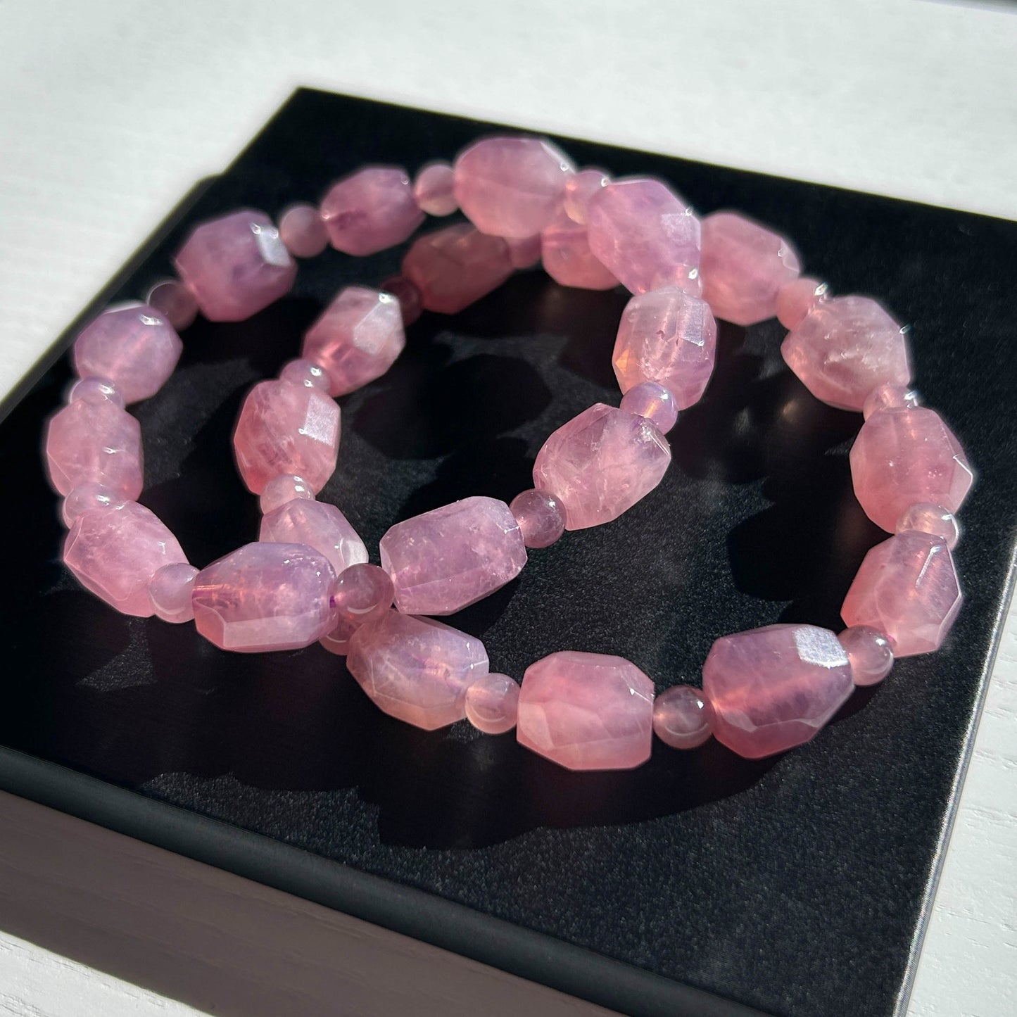 Faceted Lavender Rose Quartz Bracelet