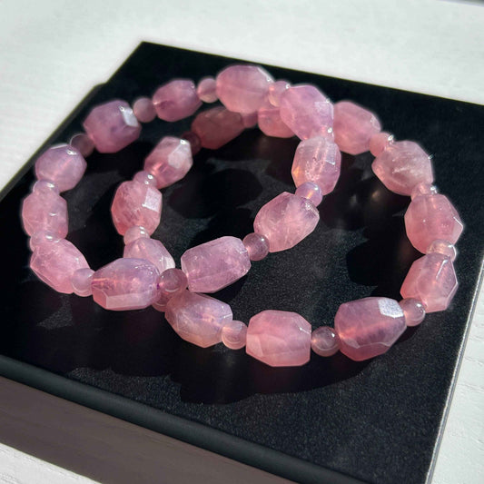 Faceted Lavender Rose Quartz Bracelet