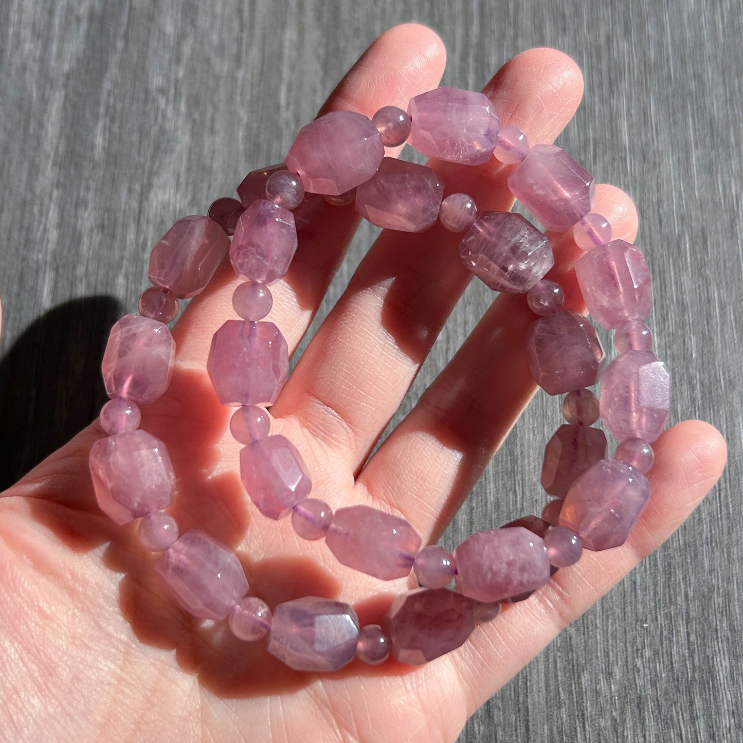 Faceted Lavender Rose Quartz Bracelet