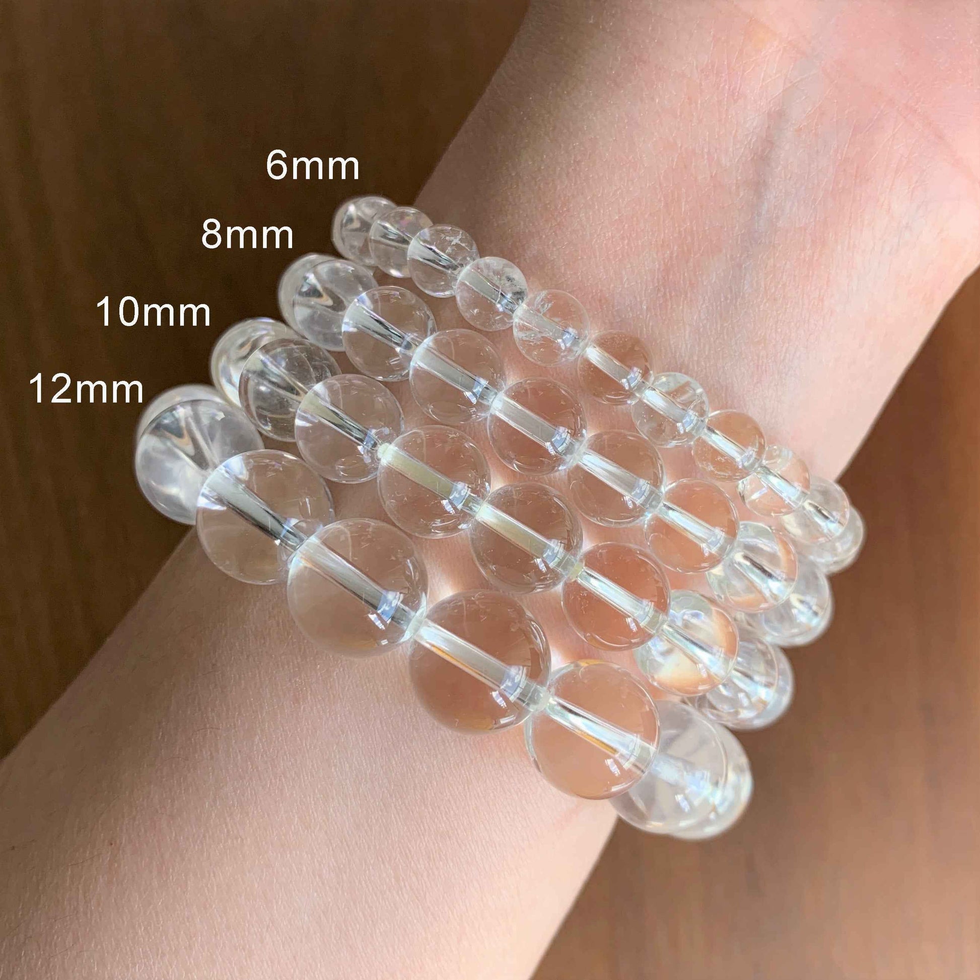Natural Clear Quartz Bracelet in 6 to 12MM | Birthstone of April