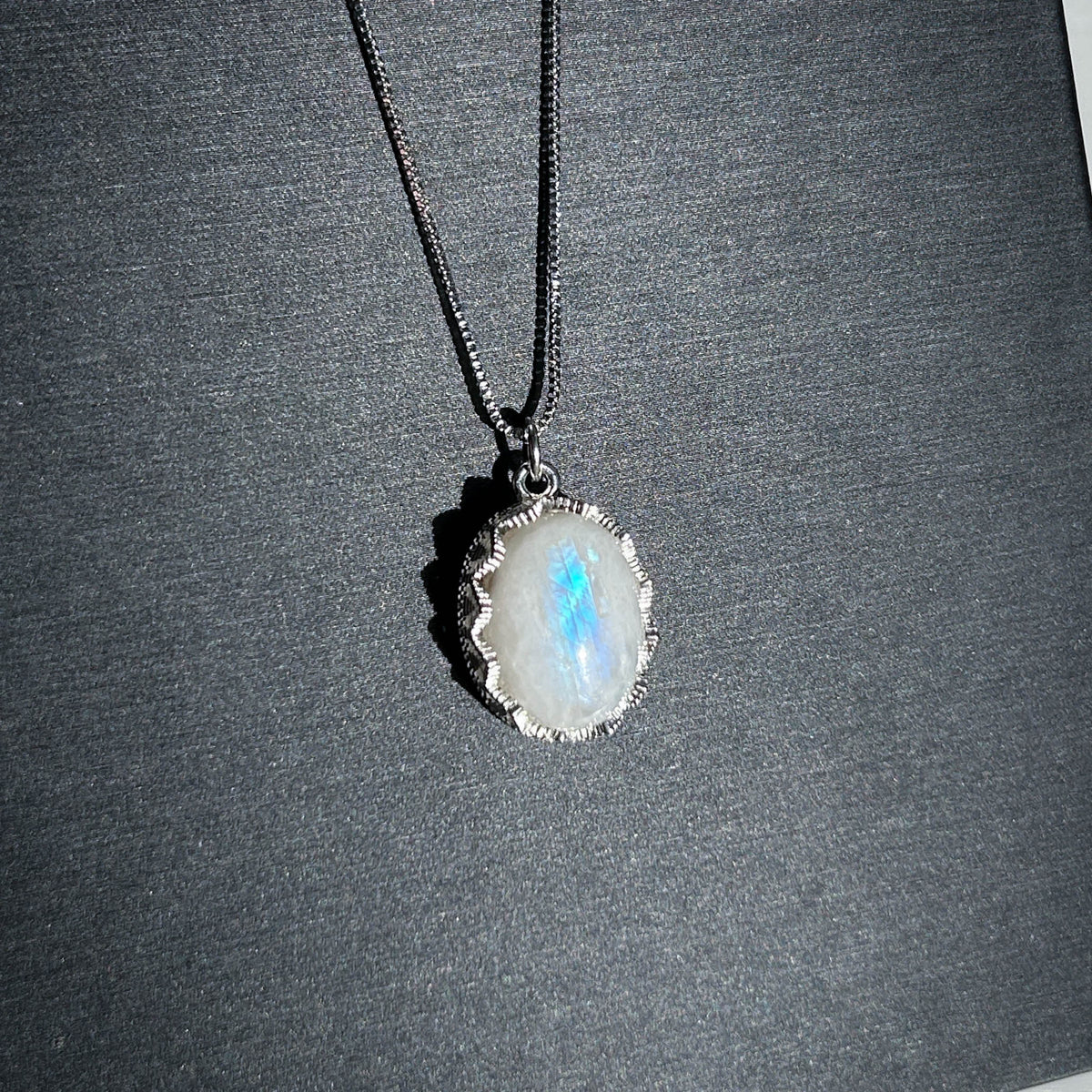 Blue Moonstone Silver Lace Pendant (chain included)