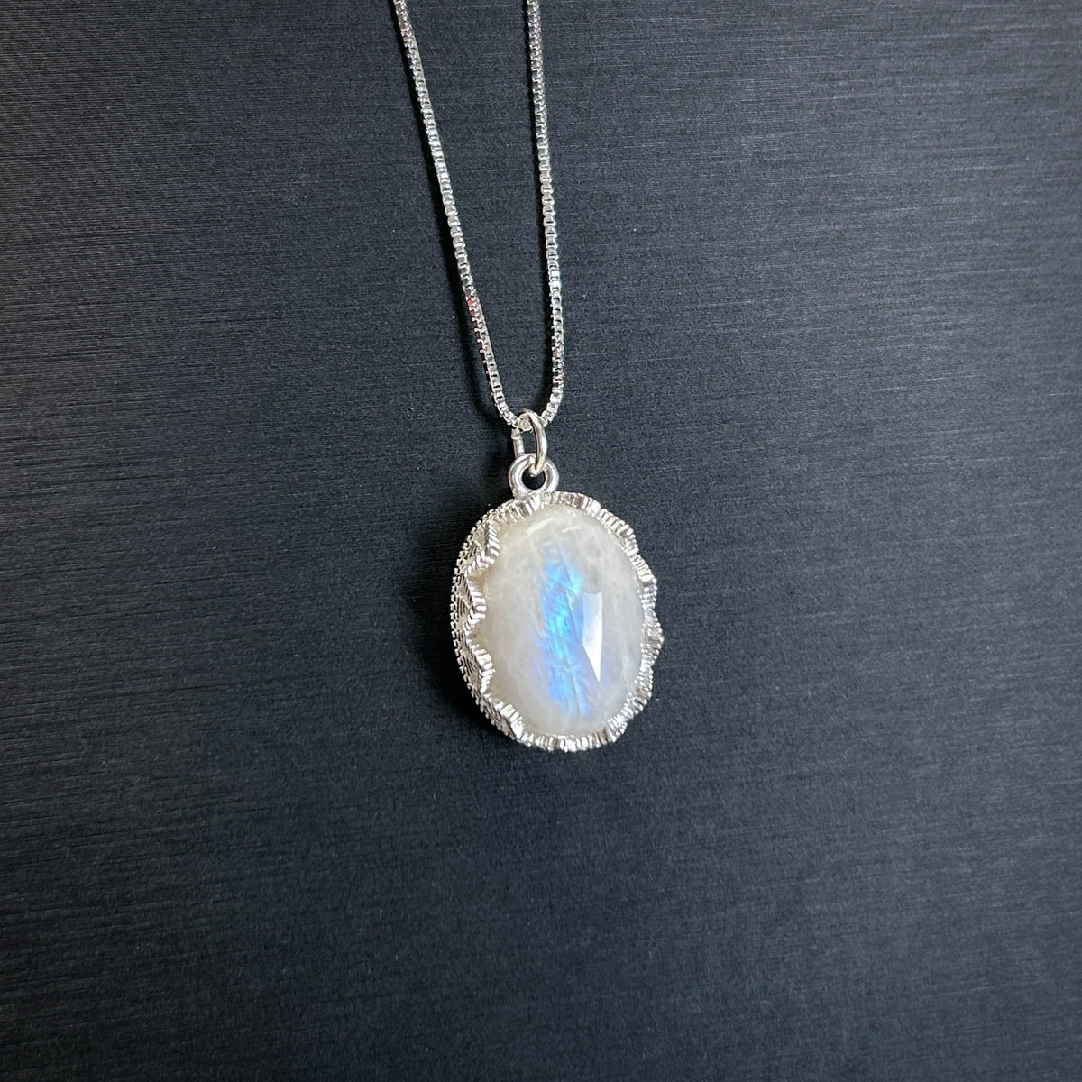 Blue Moonstone Silver Lace Pendant (chain included)