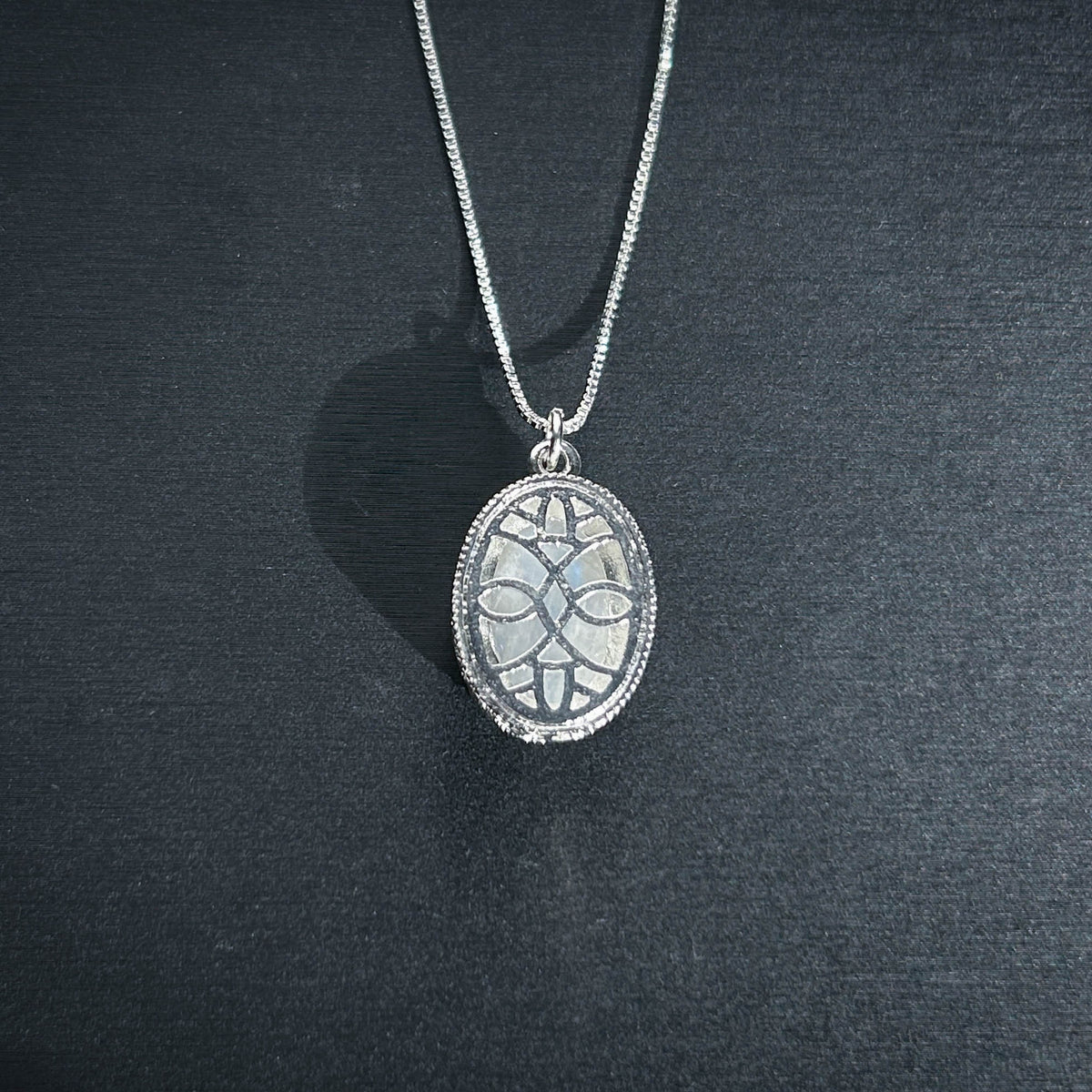 Blue Moonstone Silver Lace Pendant (chain included)
