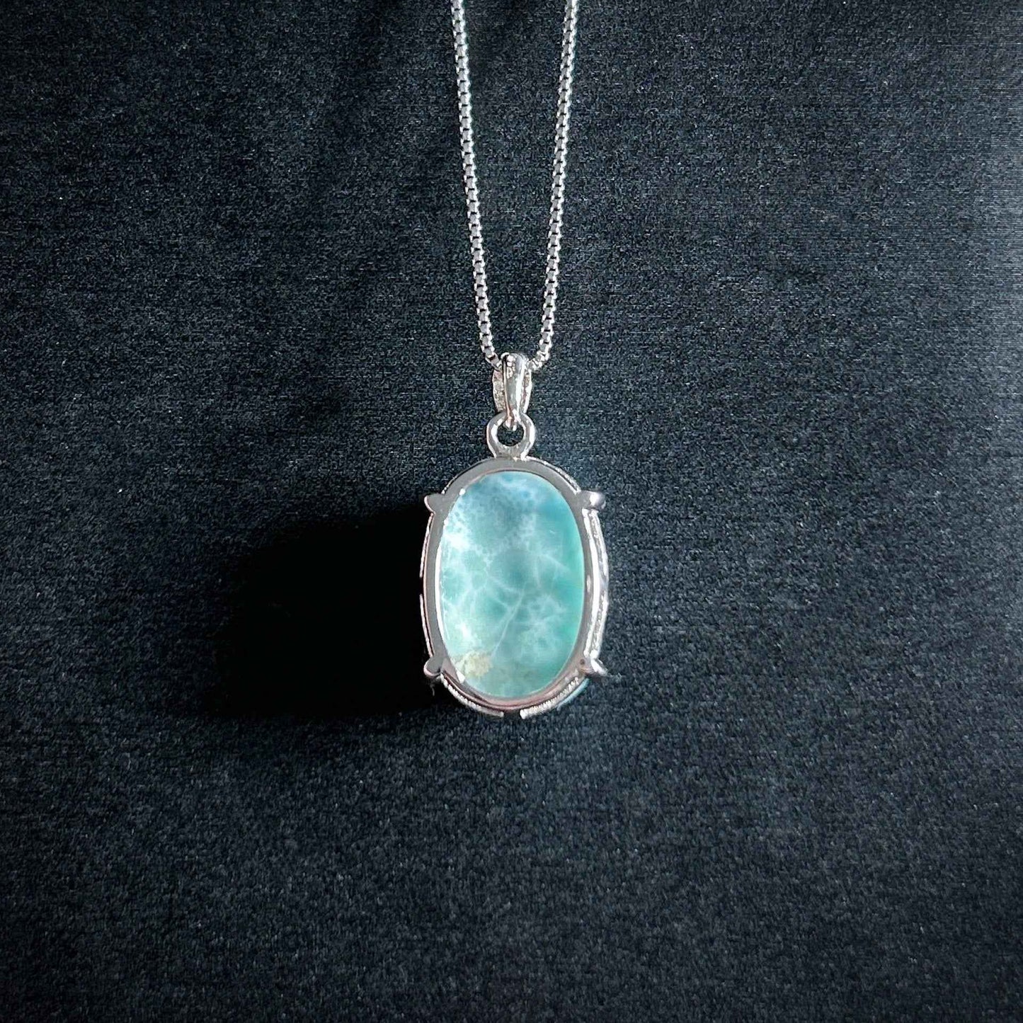 Top Quality Rare Larimar in Oval Shape 925 Sterling Silver Pendant (chain excluded)