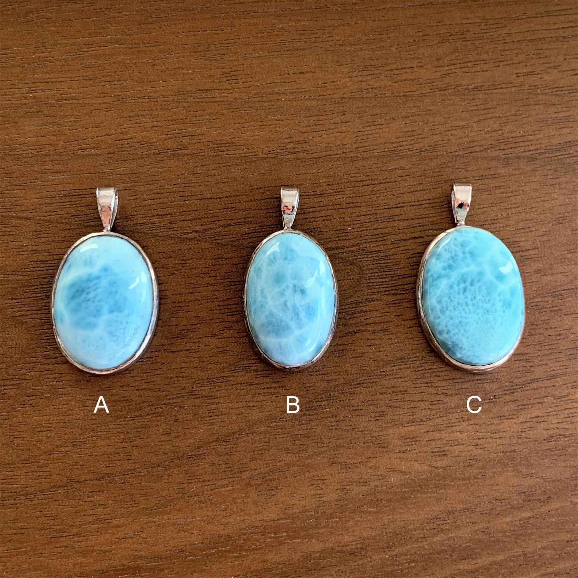 Natural Larimar 925 Sterling Silver Pendant (chain excluded)