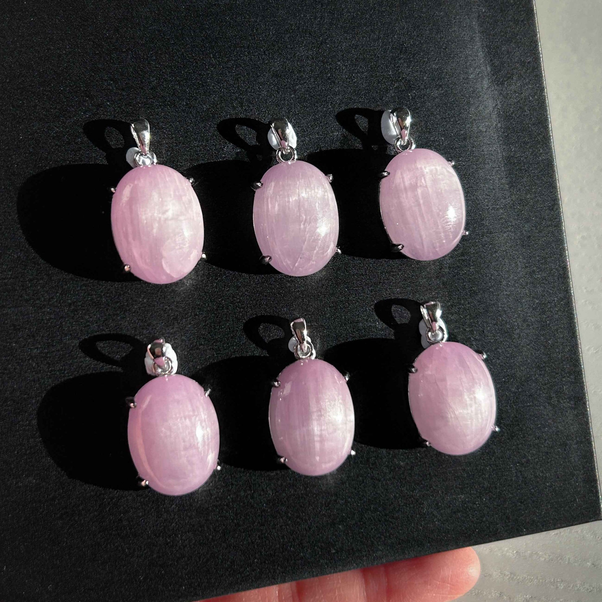 Rare Natural Kunzite Cat Eye's Flash 925 Sterling Silver Pendant (chain excluded)