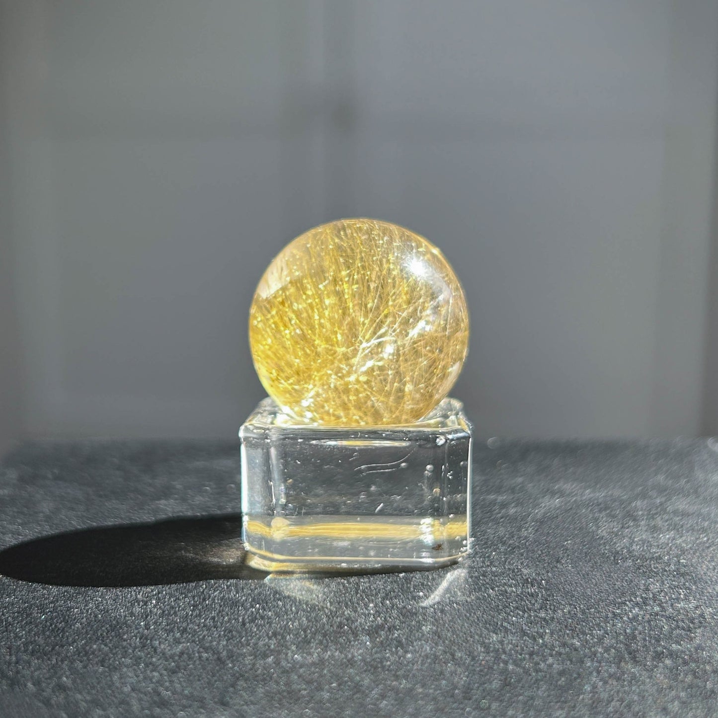 Rare Top Quality Golden Rutilated Quartz Crystal Sphere 25mm