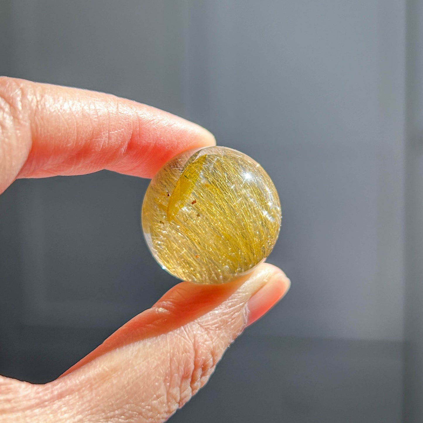 Rare Top Quality Golden Rutilated Quartz Crystal Sphere 25mm