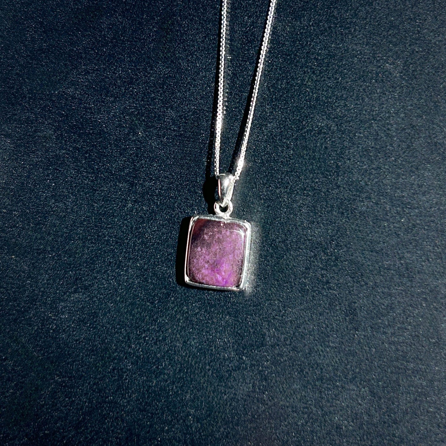 Rare Natural Sugilite 925 Silver Small Pendant