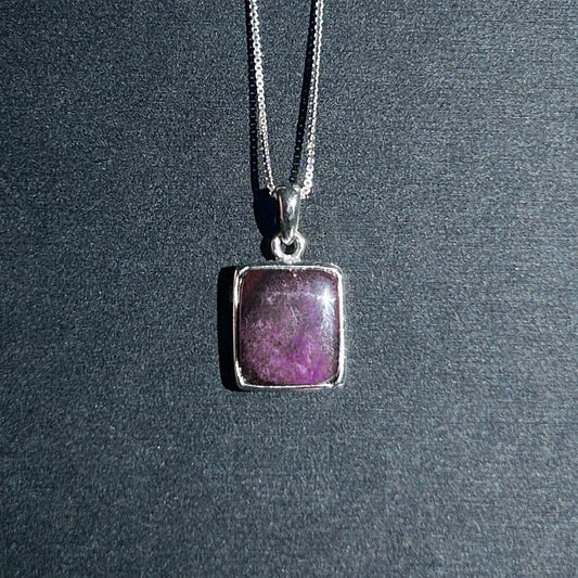 Rare Natural Sugilite 925 Silver Small Pendant