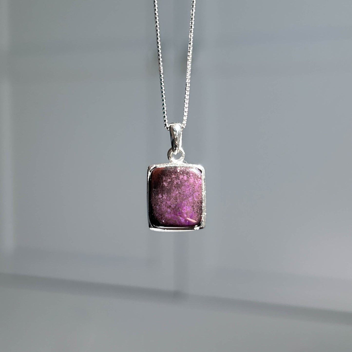 Rare Natural Sugilite 925 Silver Small Pendant