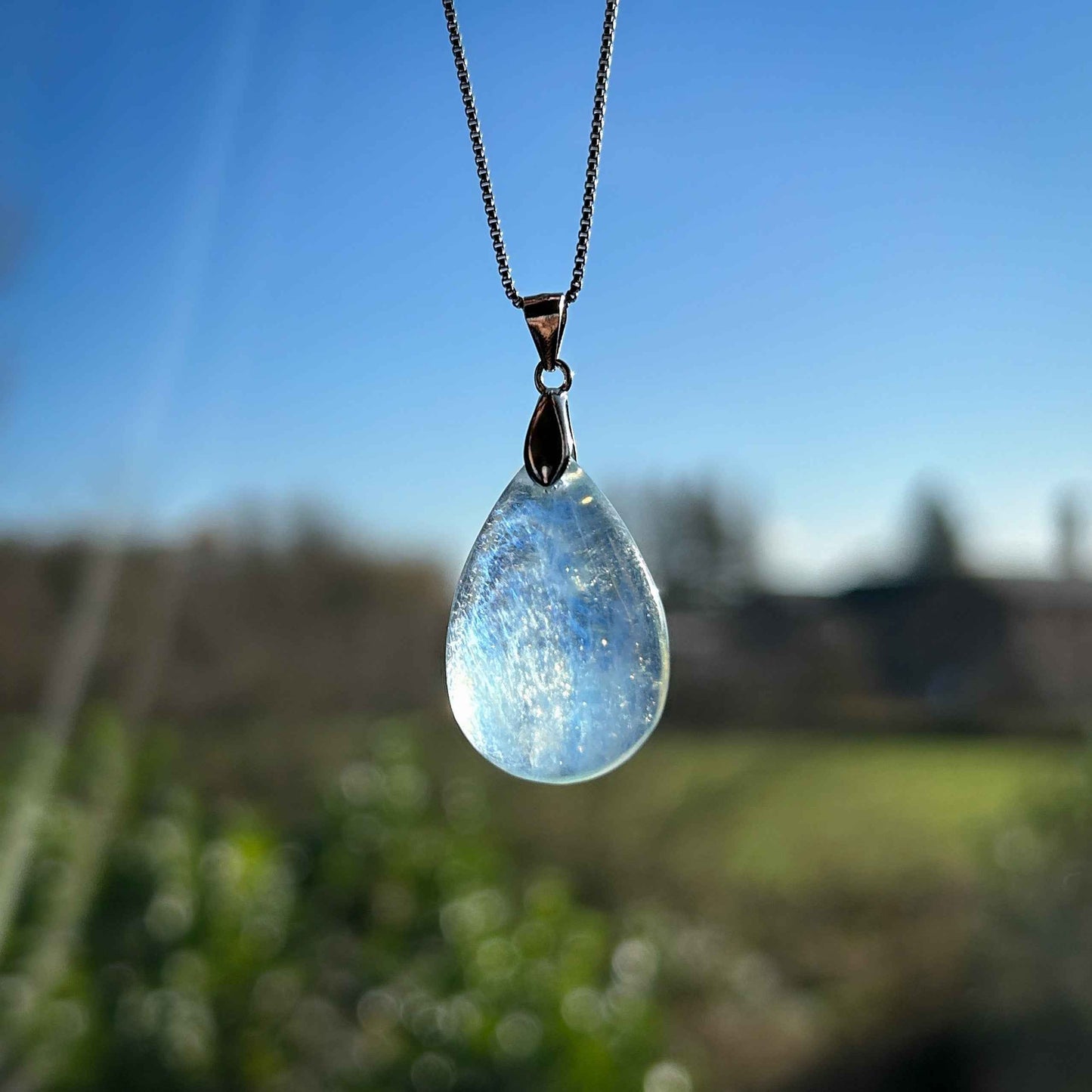 High Quality Aquamarine 925 Sterling Silver Pendant (chain excluded)