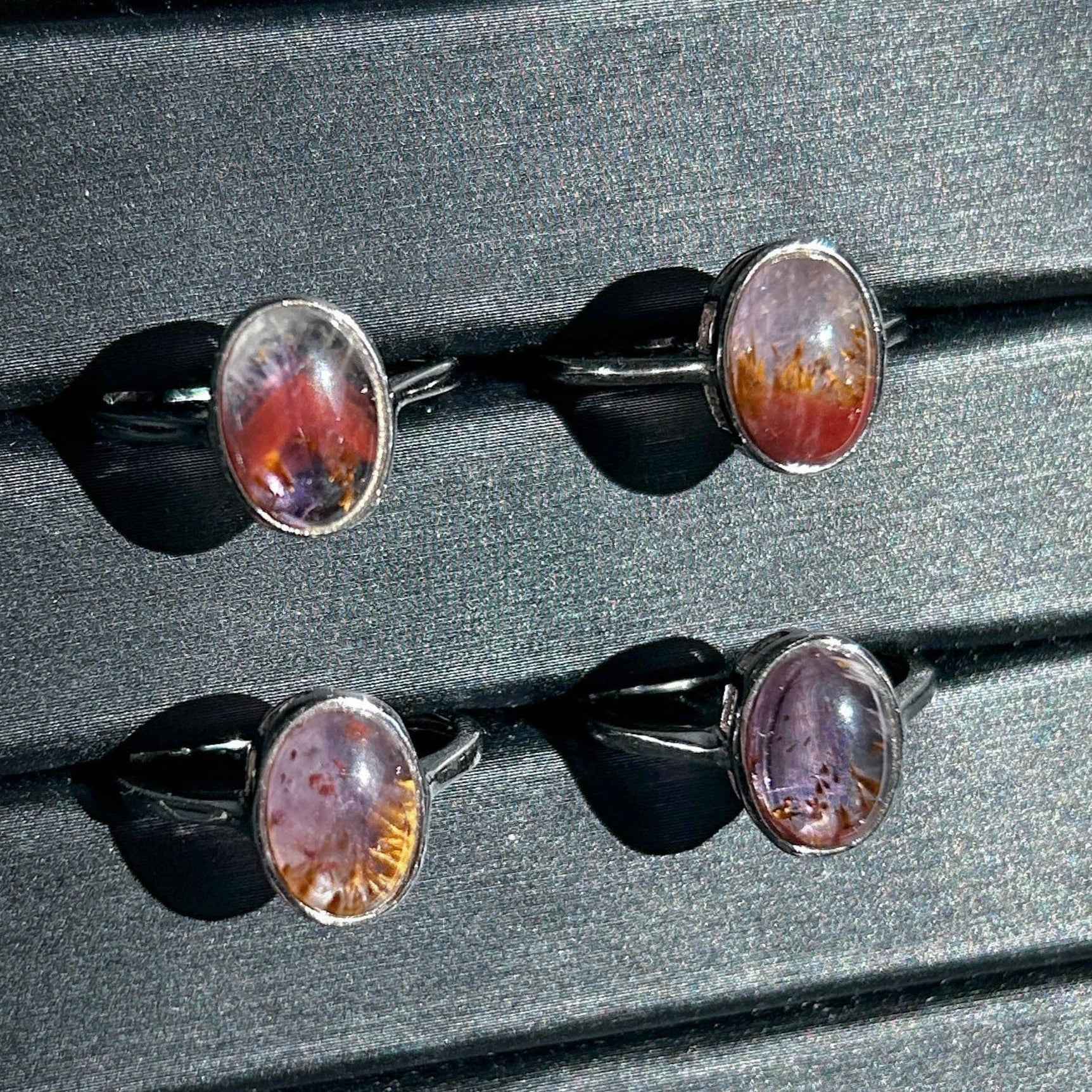 Rare Auralite Adjustable 925 Silver Ring
